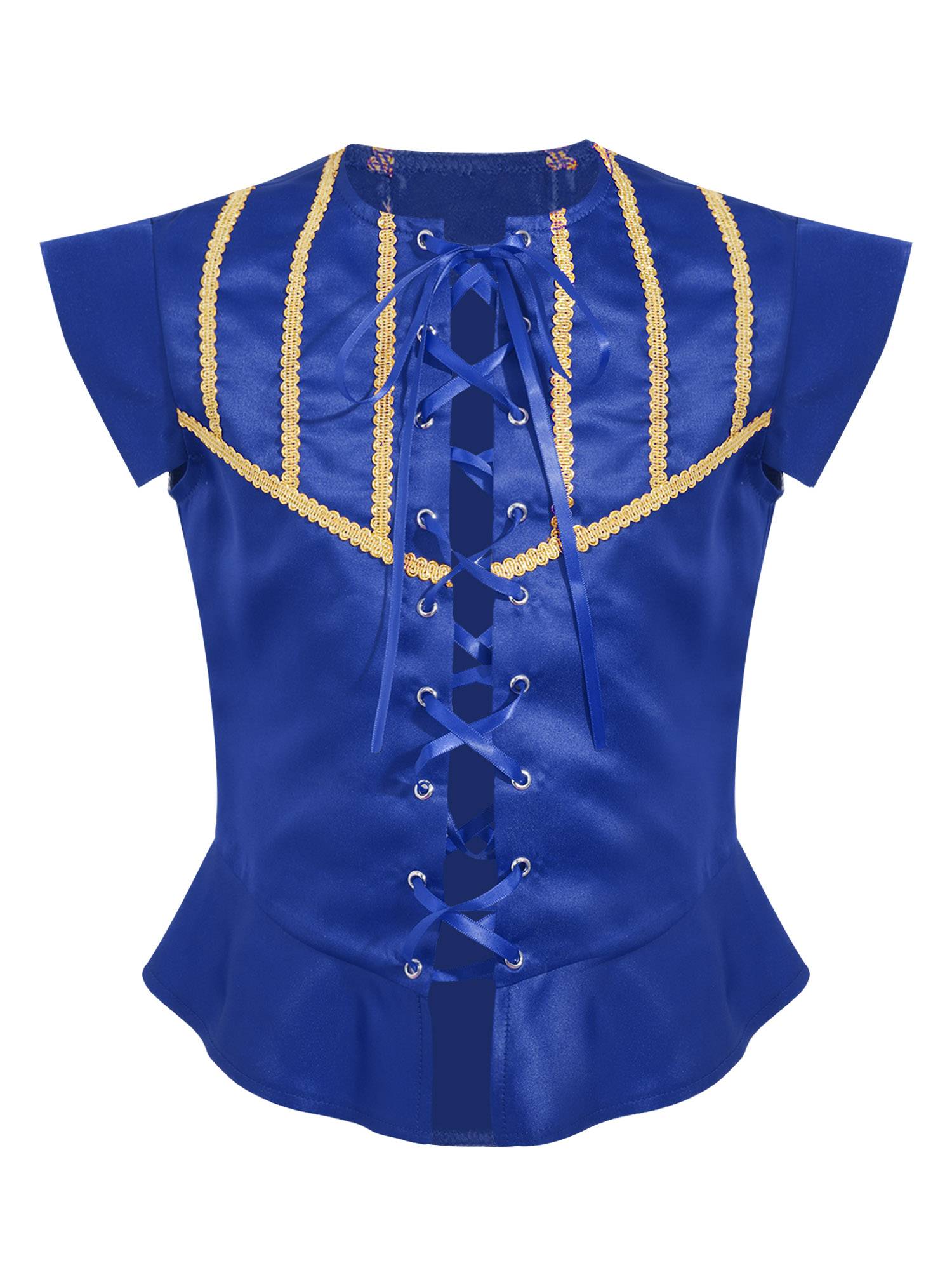 Kids Boys Medieval Renaissance Steampunk Costume Short Sleeve Lace-up Vest