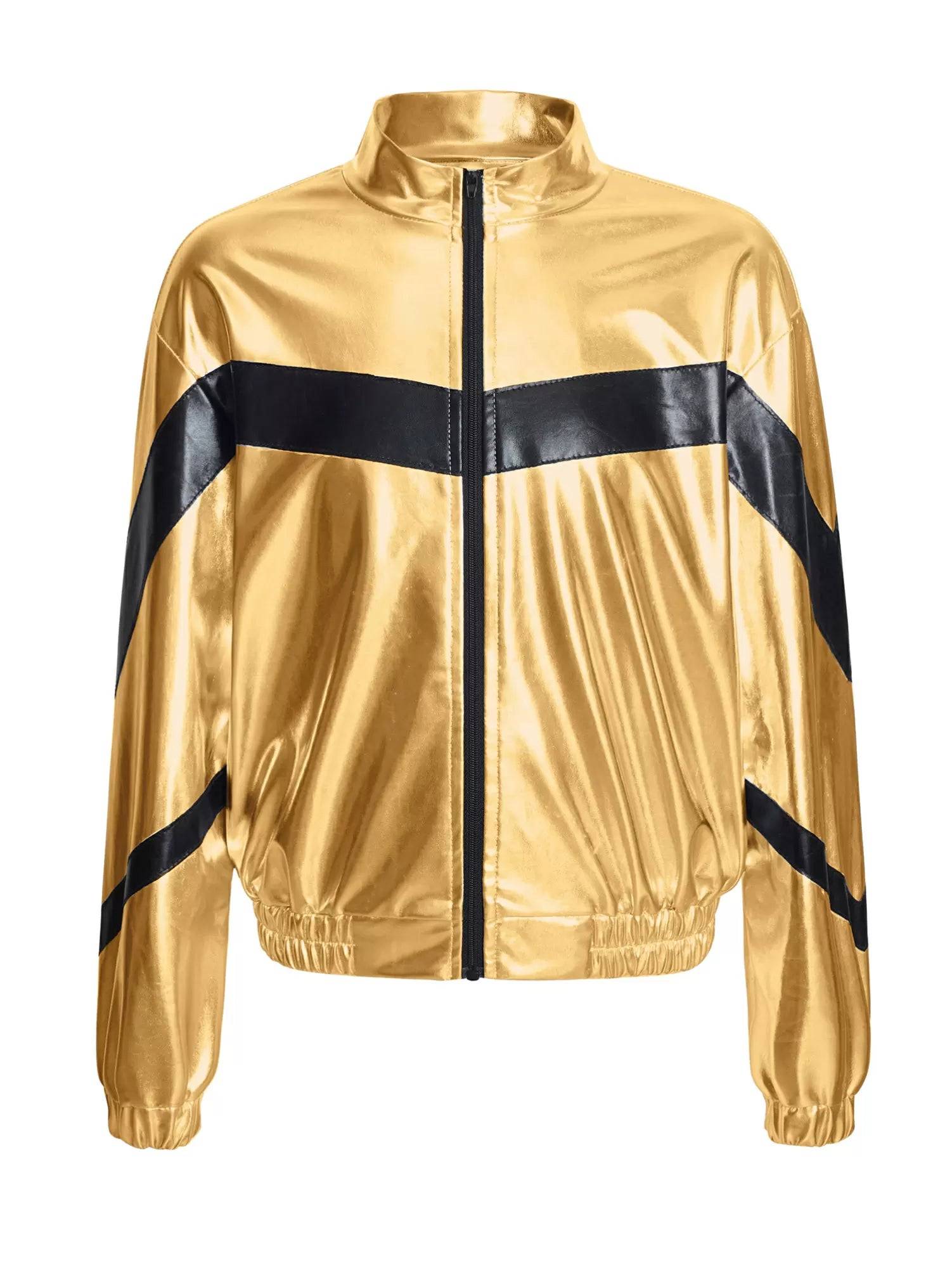 Kids Girls Metallic Glossy Zipper Jacket Coat