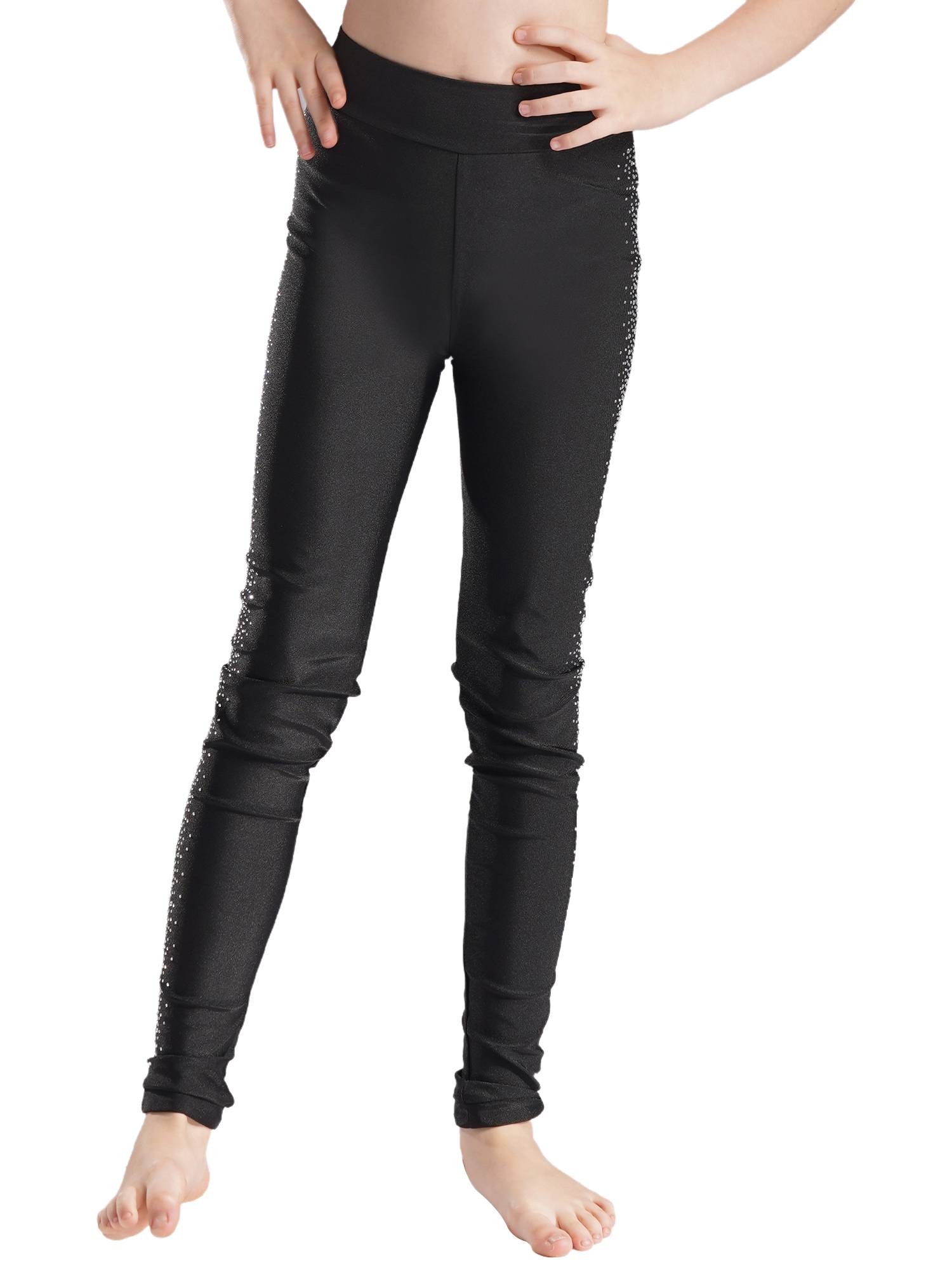 Kids Girls Rhinestones Figure Skating Pants Training Leggings