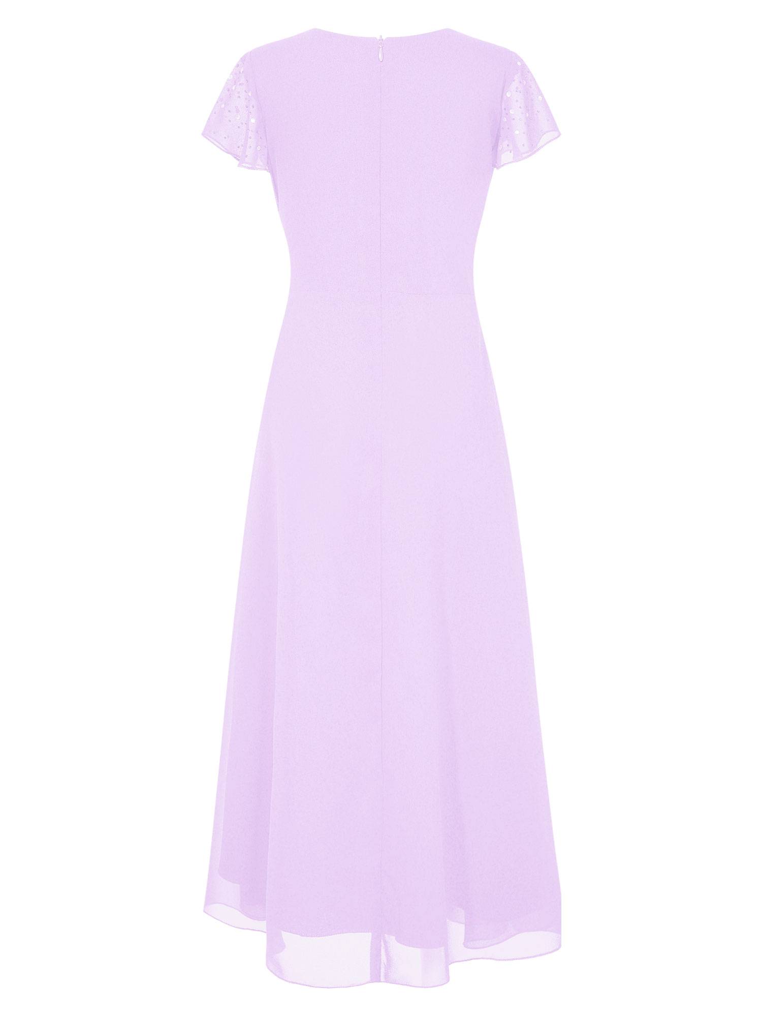 Kid Girl Sparkly Rhinestone Cap Sleeve Chiffon Junior Bridesmaid Dress