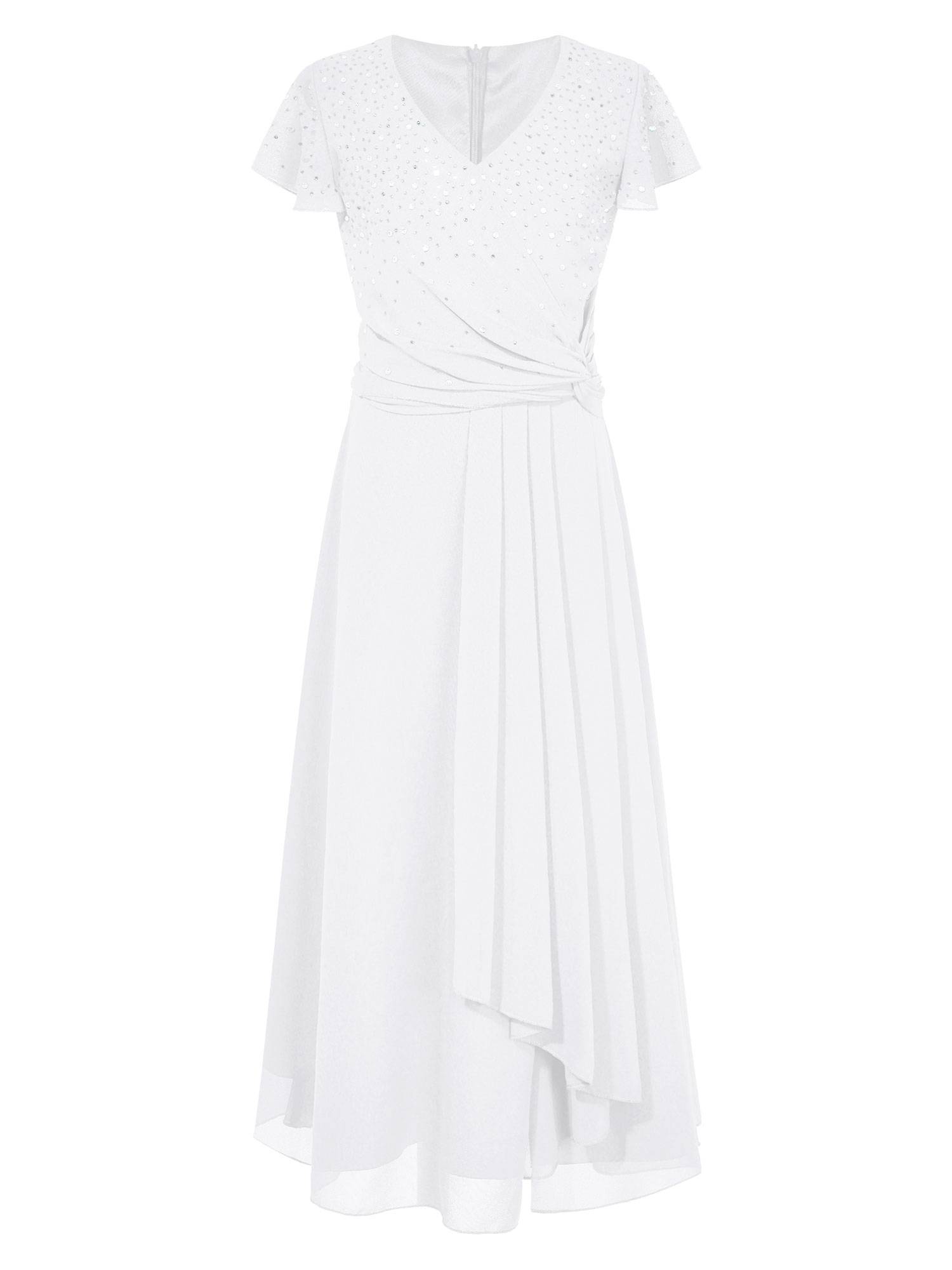 Kid Girl Sparkly Rhinestone Cap Sleeve Chiffon Junior Bridesmaid Dress