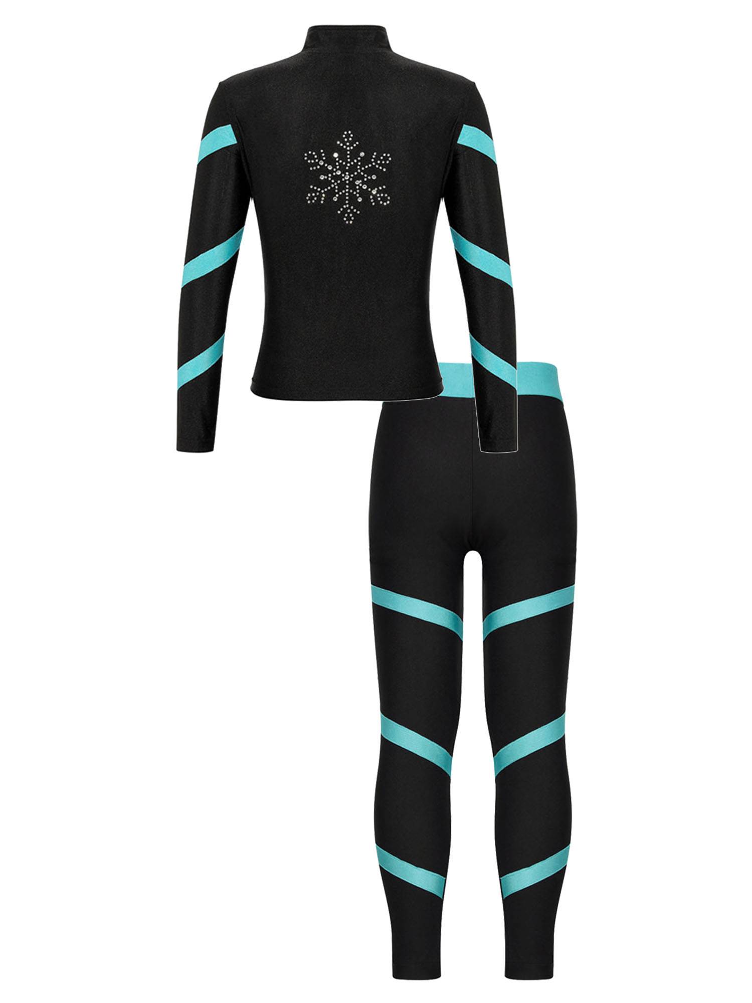 Kids Girls 2pcs Stripe Long Sleeve Zipper Sweatshirt and Leggings Sports Set