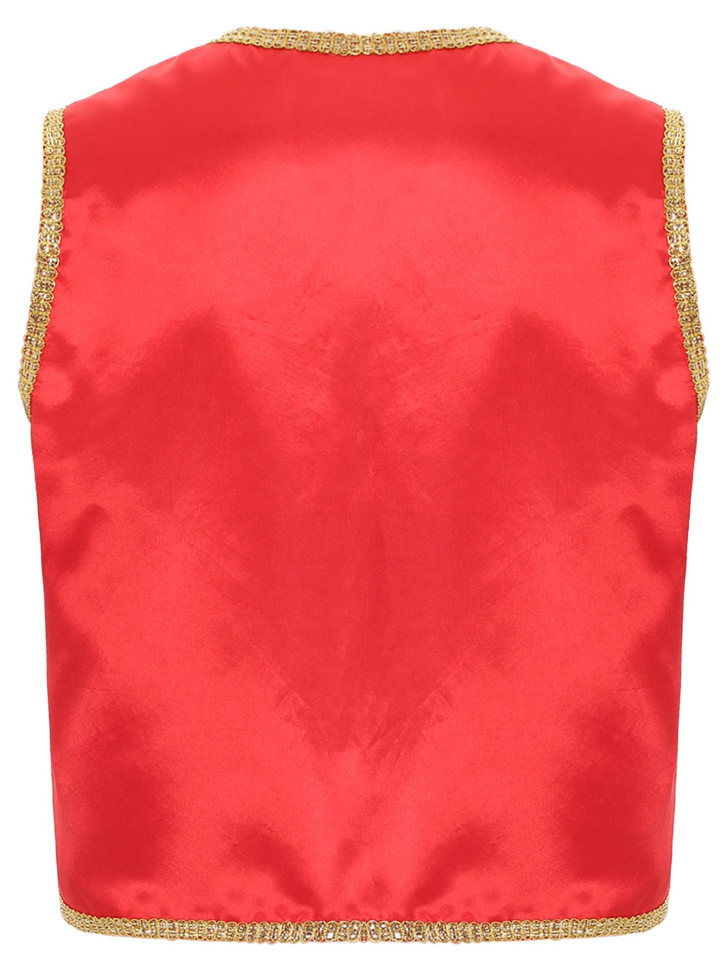 Men Halloween Sleeveless Satin Vest Arabian Prince Cosplay Costume