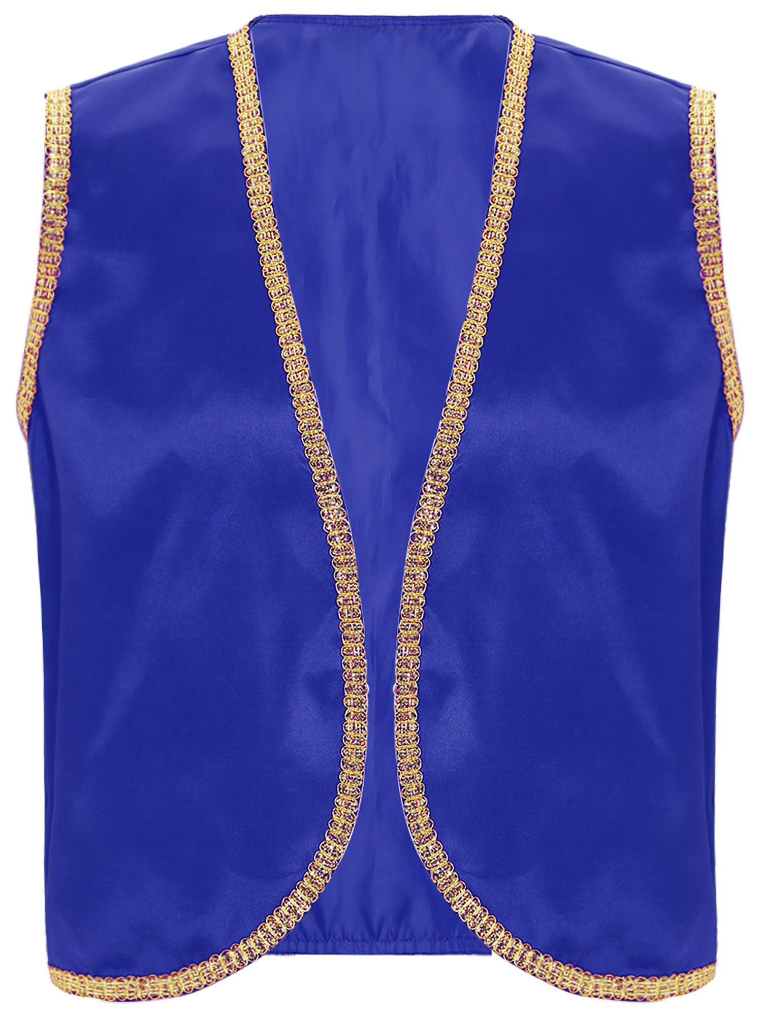 Men Halloween Sleeveless Satin Vest Arabian Prince Cosplay Costume