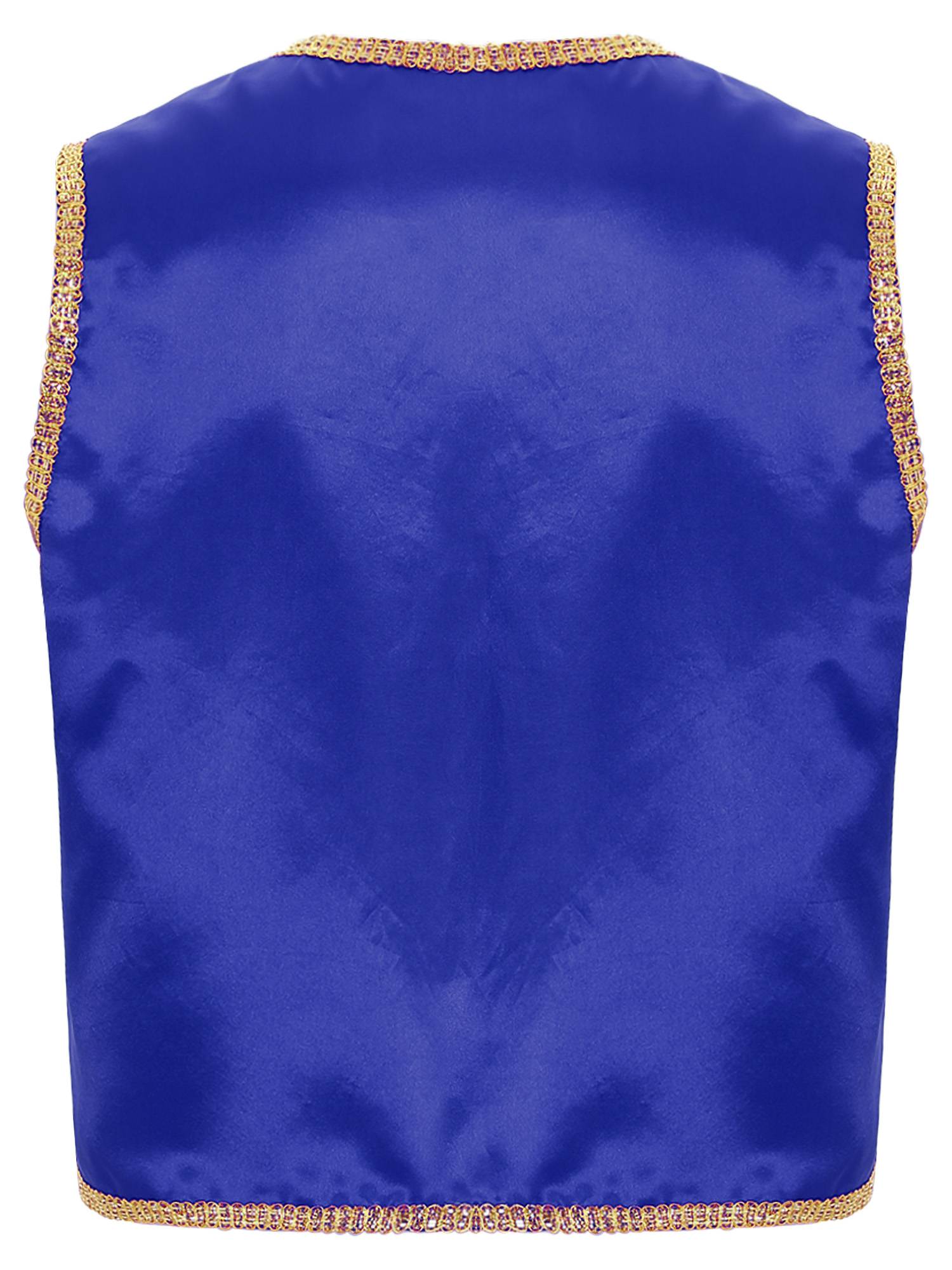 Men Halloween Sleeveless Satin Vest Arabian Prince Cosplay Costume