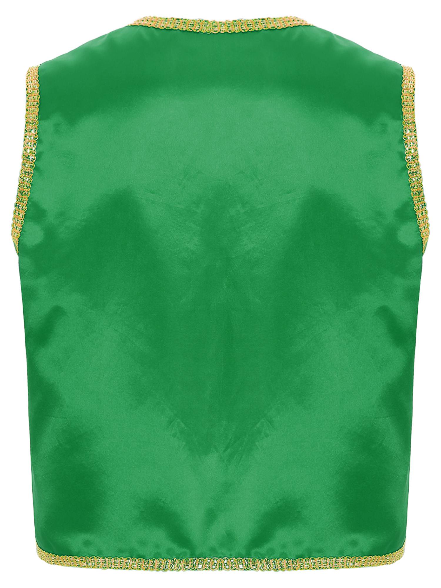 Men Halloween Sleeveless Satin Vest Arabian Prince Cosplay Costume