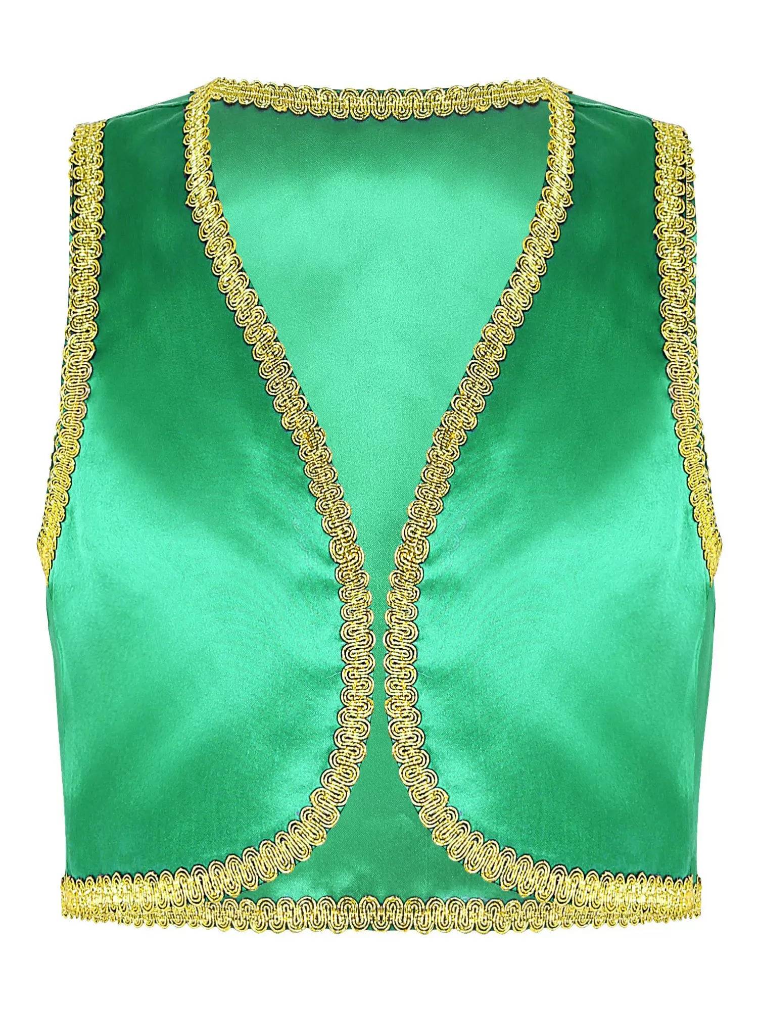 Kids Boys Glossy Open Front Vest Aladdin Cosplay Costume