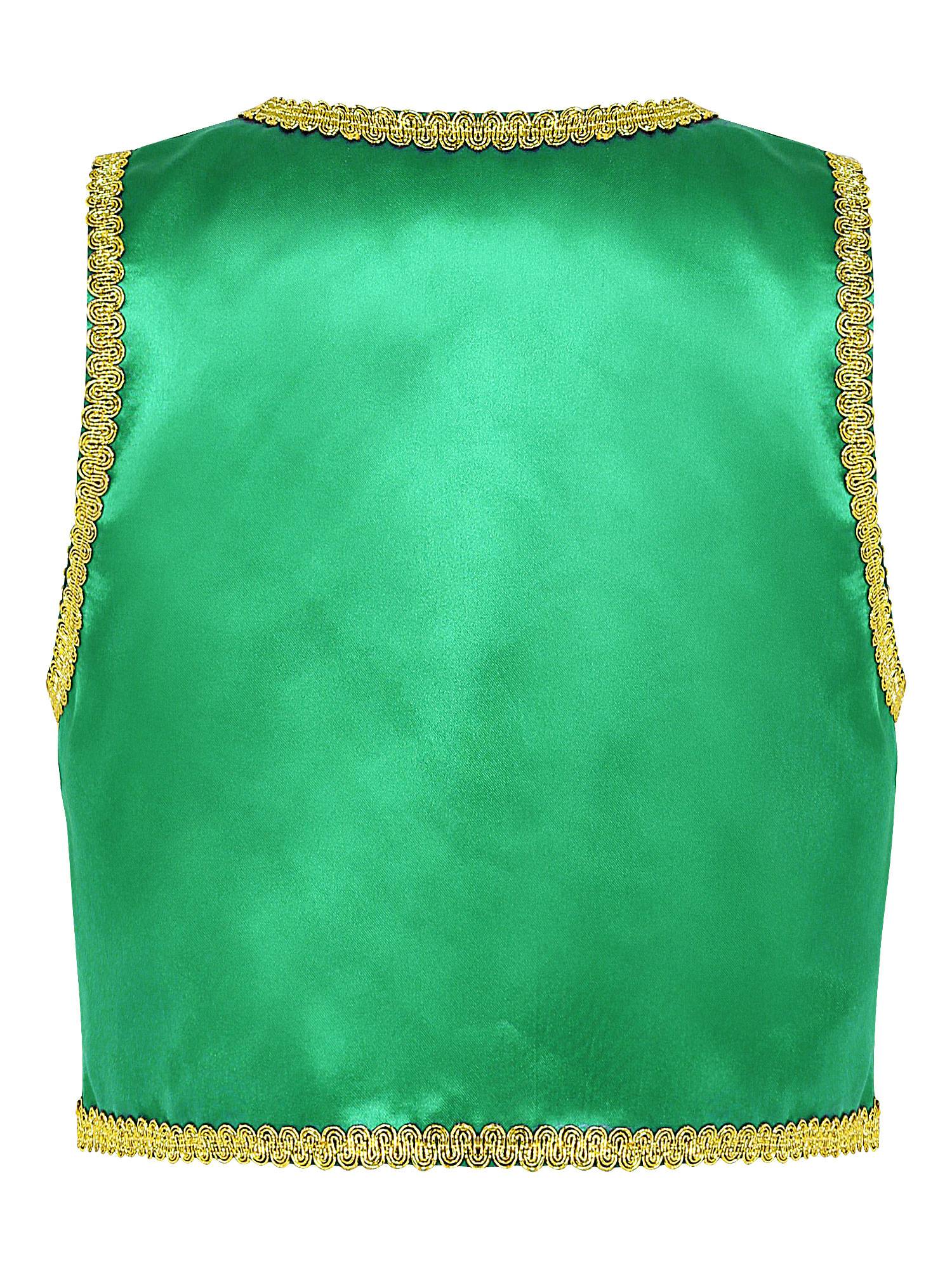 Kids Boys Glossy Open Front Vest Aladdin Cosplay Costume