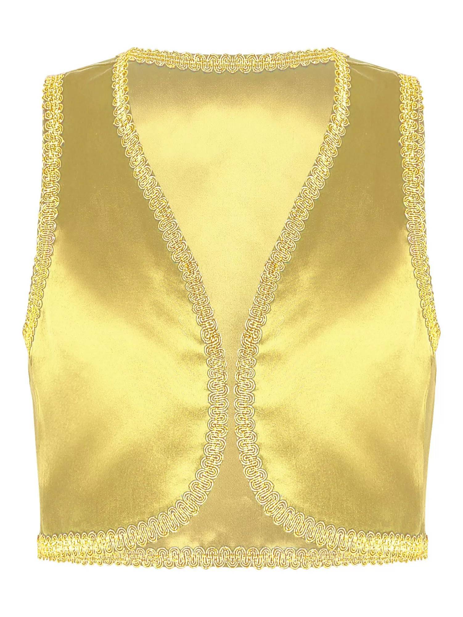 Kids Boys Glossy Open Front Vest Aladdin Cosplay Costume