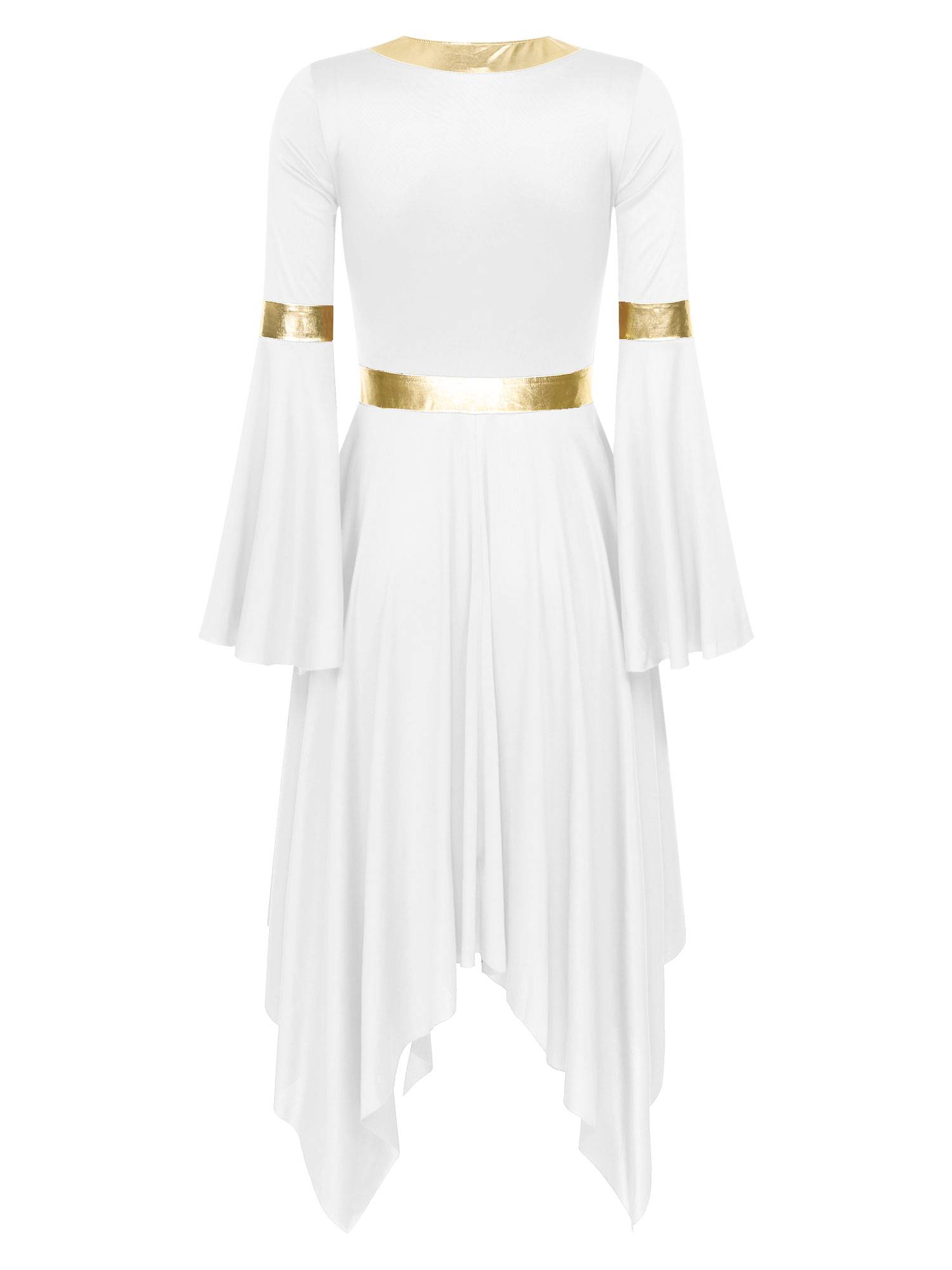 Women V Neck Flare Sleeve Worship Dance Dress