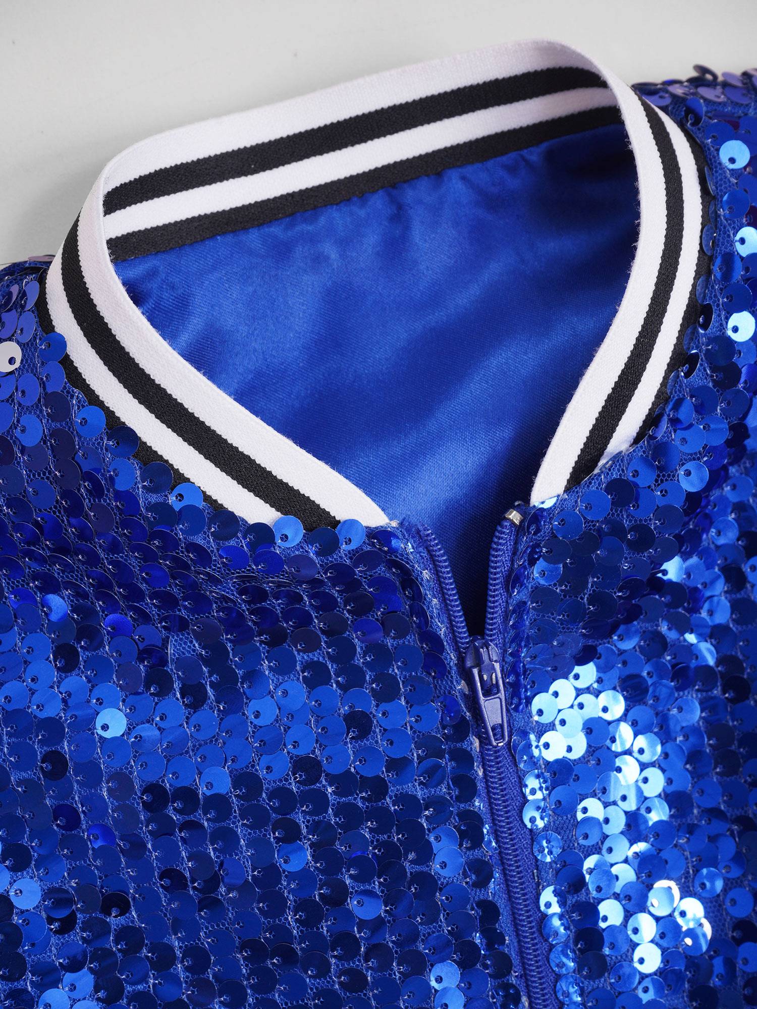 Kids Girls Sequin Baseball Jackets Coat Zip Up Outerwear