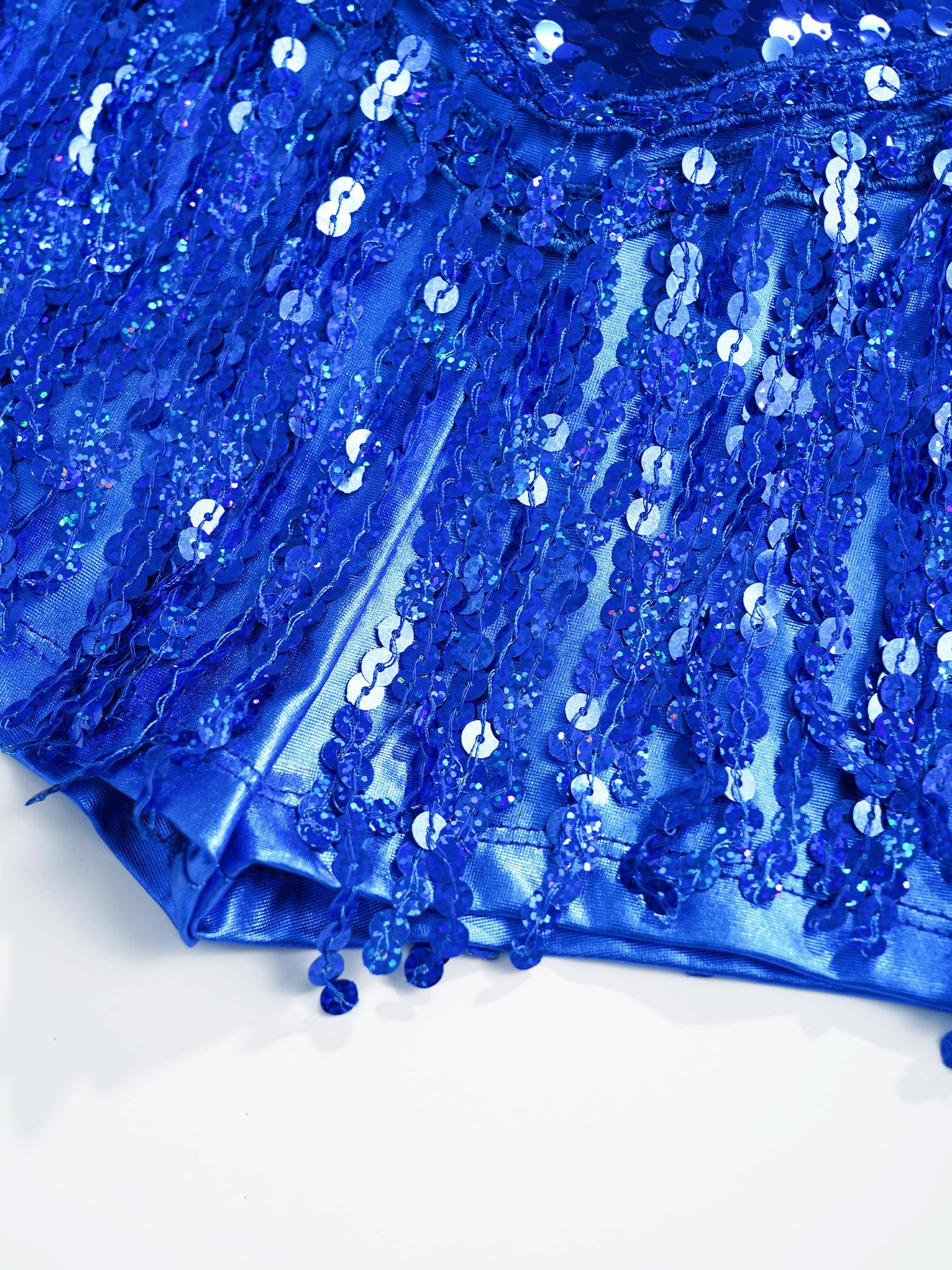 Kids Girls Sleeveless Sequins Tassel Criss Cross Latin Dance Cha-Cha Leotard