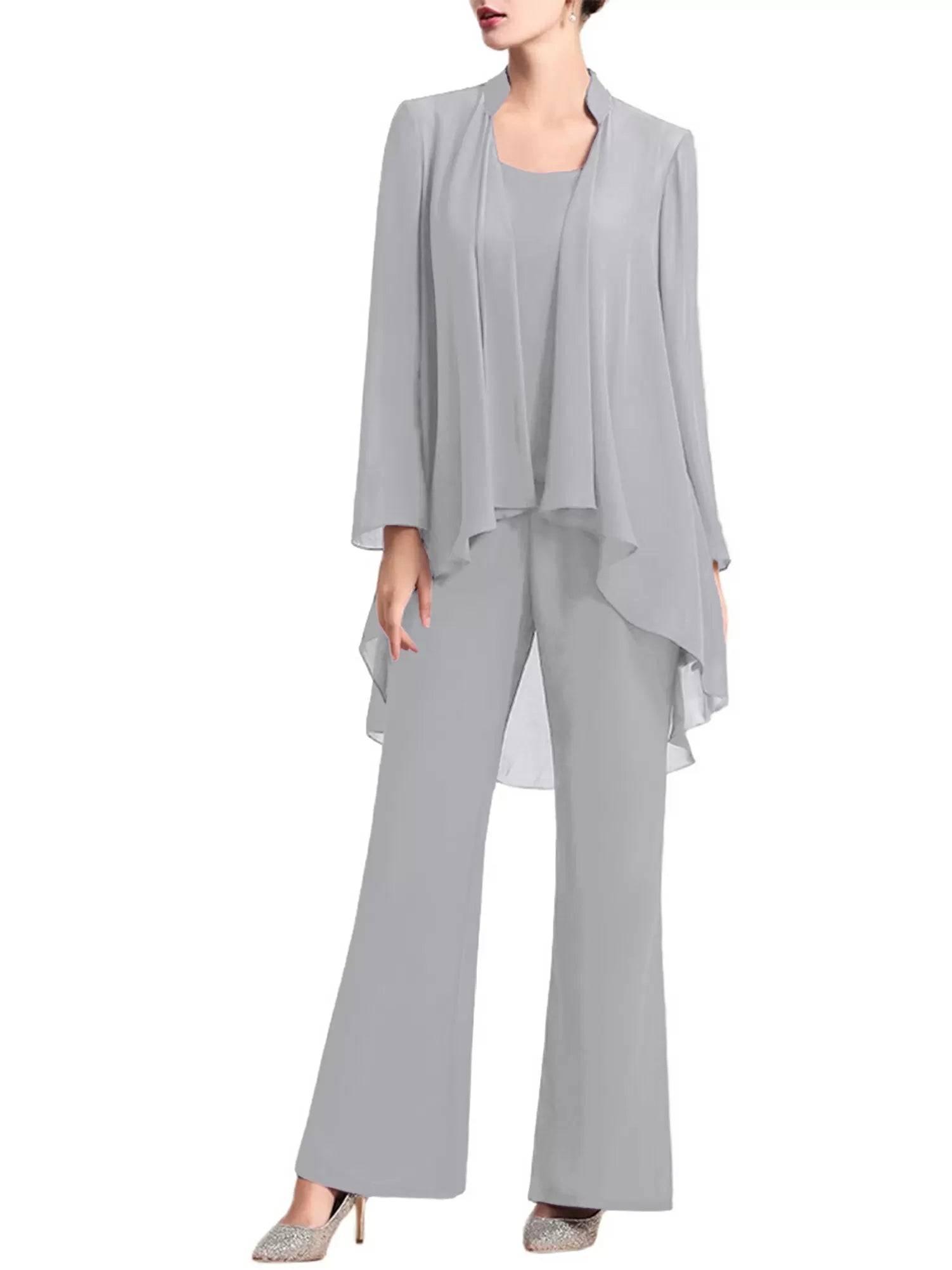 Women 3 Pieces Elegant Chiffon Party Suit Wedding Guest Outfits