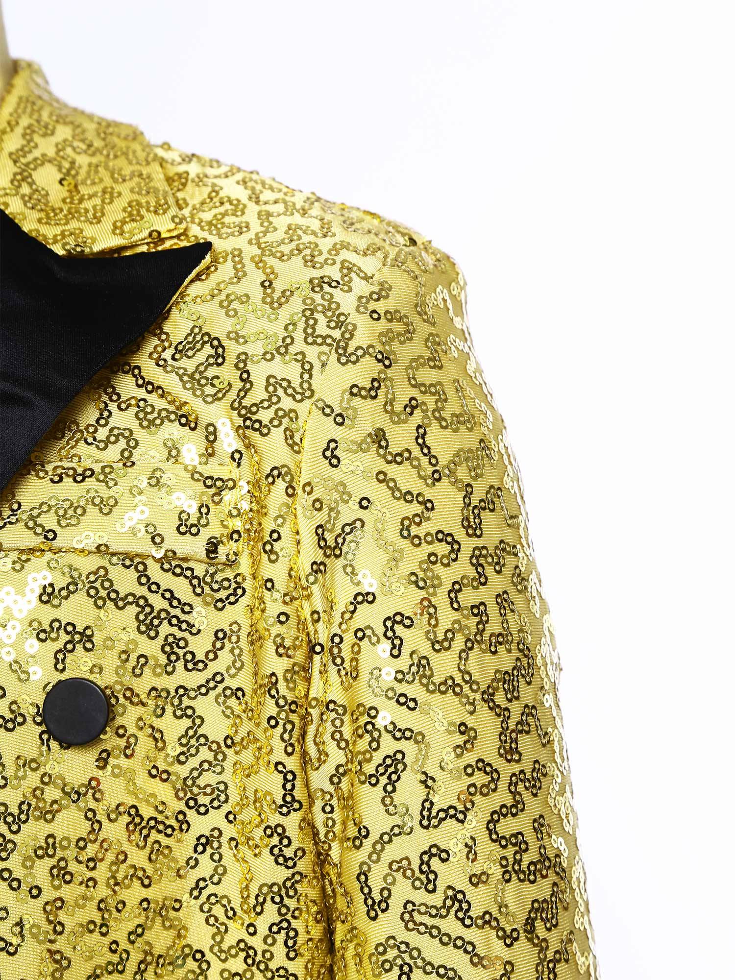 Kids Boys Full Sequin Tailcoat Lapel Open Front Blazer