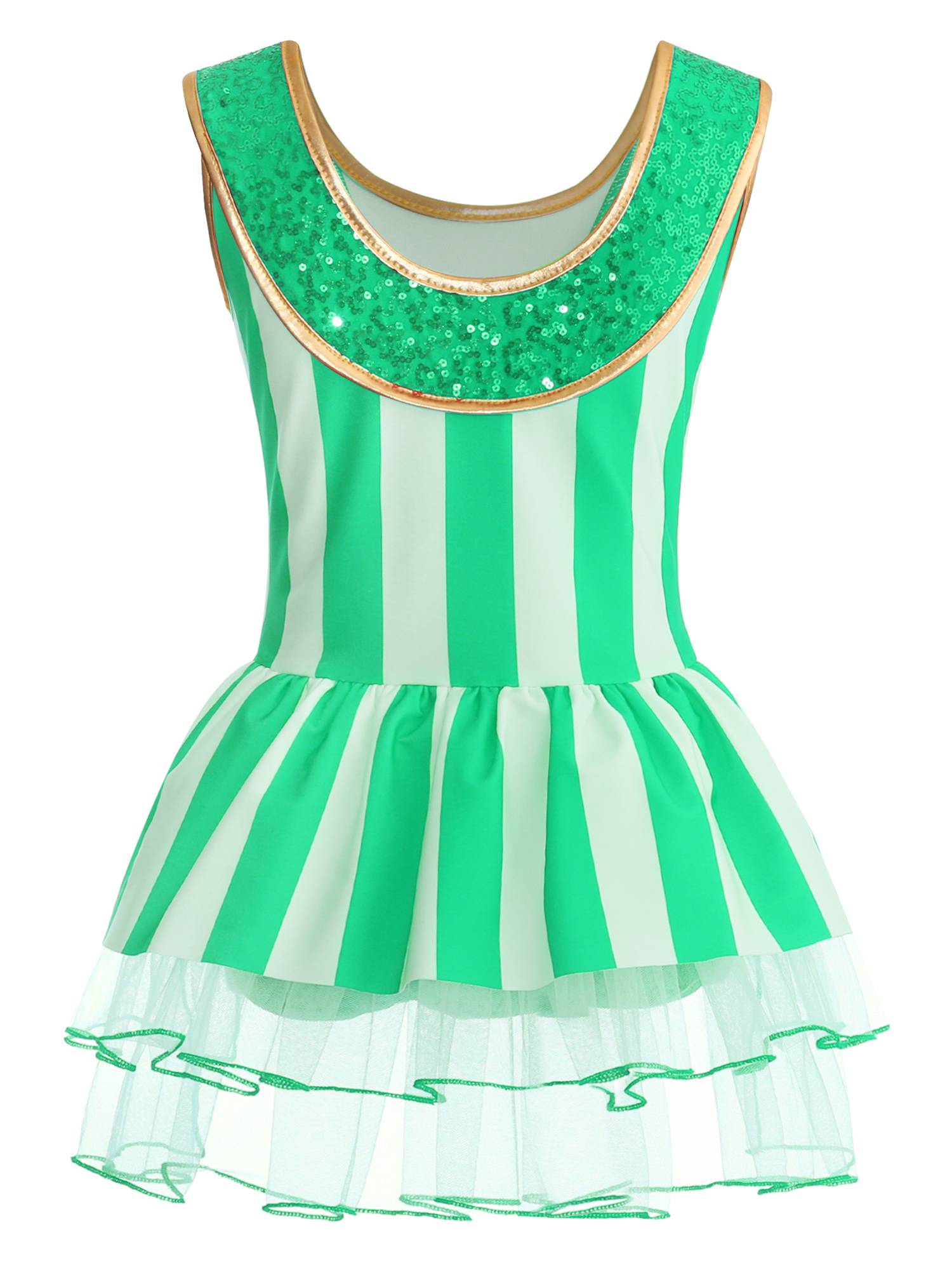 Kids Girls Christmas Sleeveless Stripes Sequins Bodysuit