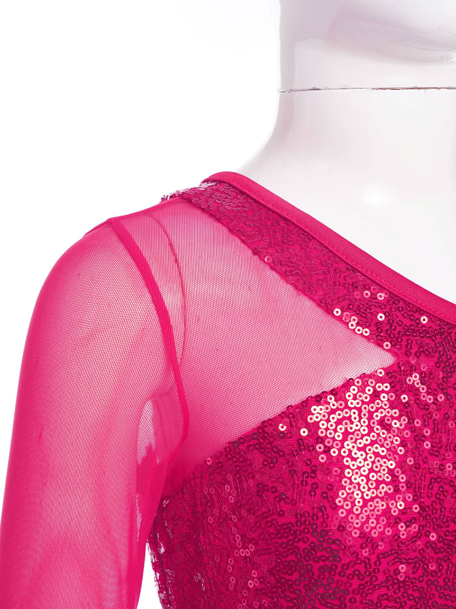 Kids Girls Sparkly Sequin One Shoulder Jazz Dance Crop Top