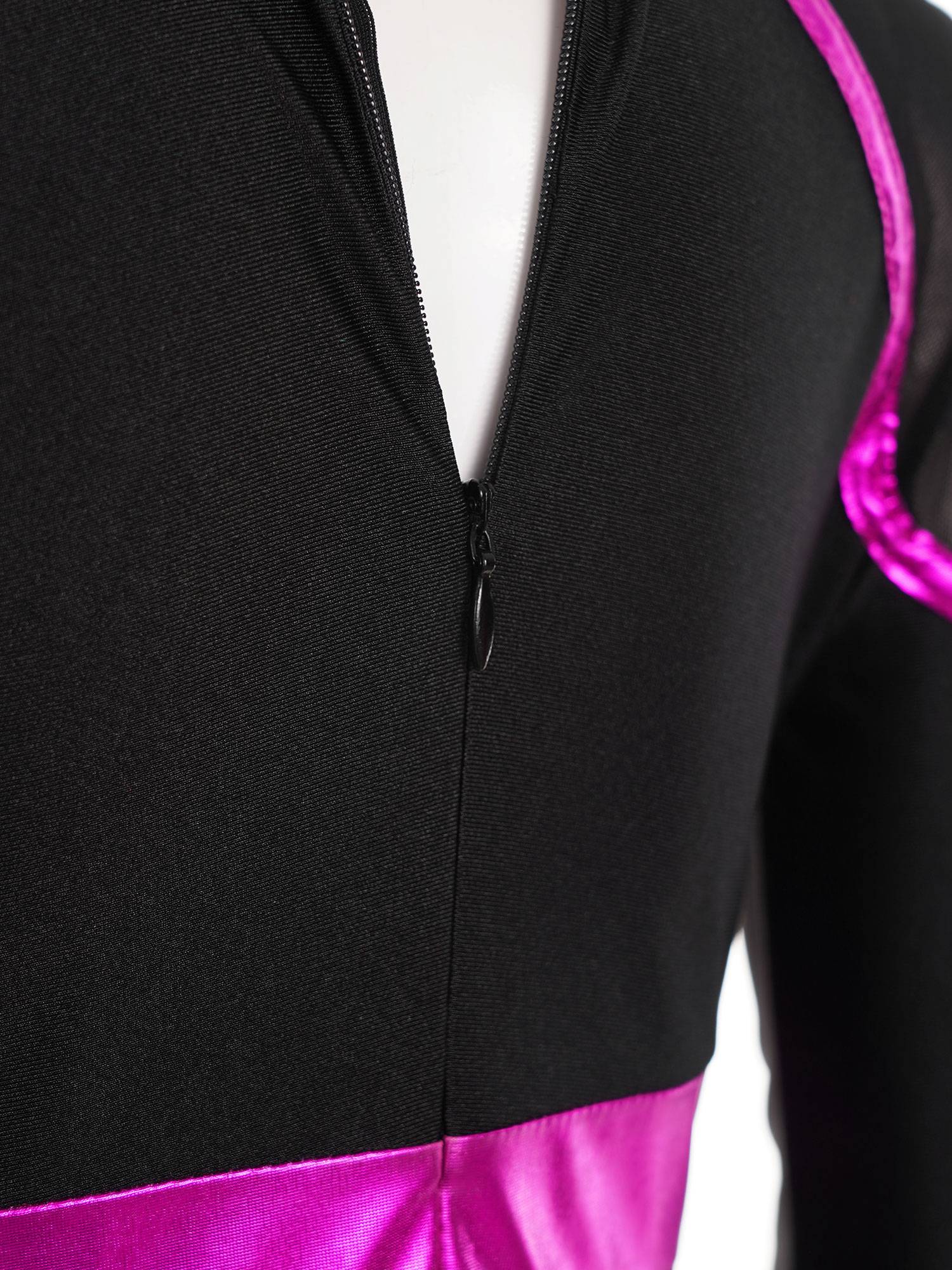 Girls Long Sleeve Shiny Rhinestones Metallic Cheerlead Pleated Dress