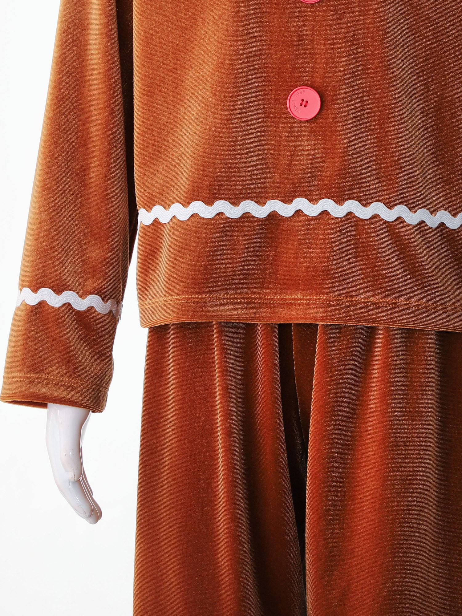 Kids 2pcs Velvet Long Sleeve Top and Pants Gingerbread Man Costume Suit