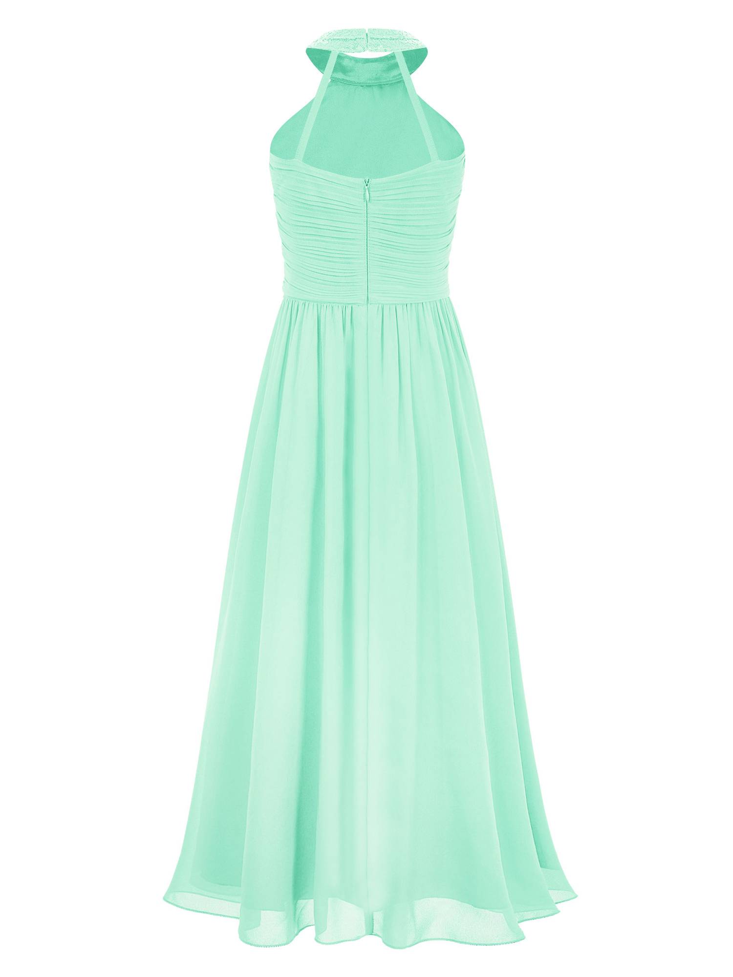 Kids Girls Chiffon Sequin Sleeveless Ruched Bodice Maxi Prom Dress