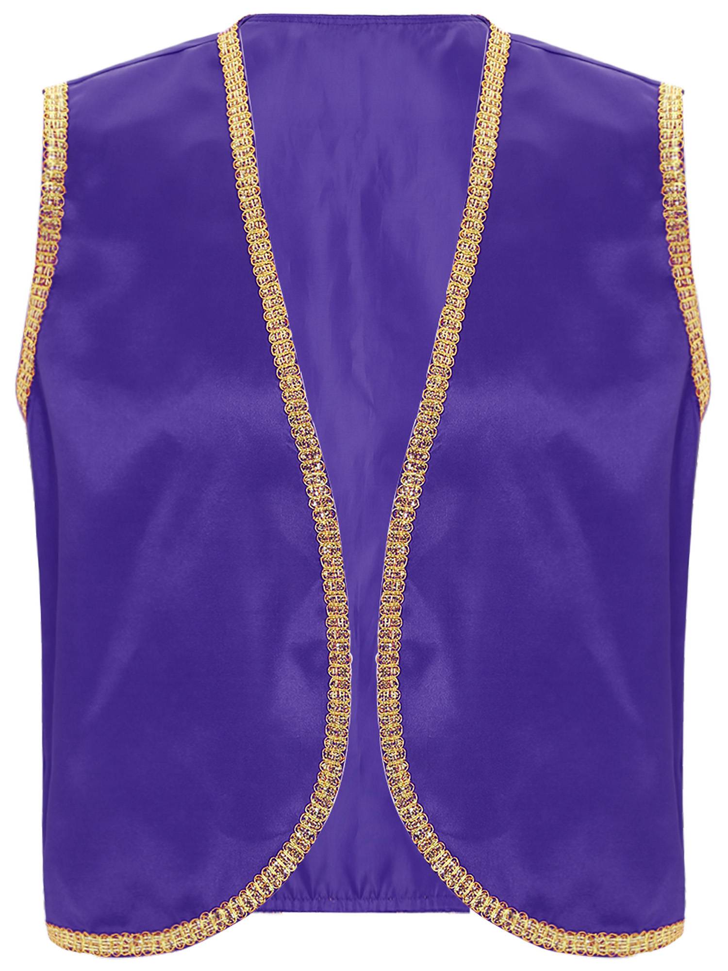 Men 2pcs Arabian Prince Sleeveless Open Front Vest and Pants Set