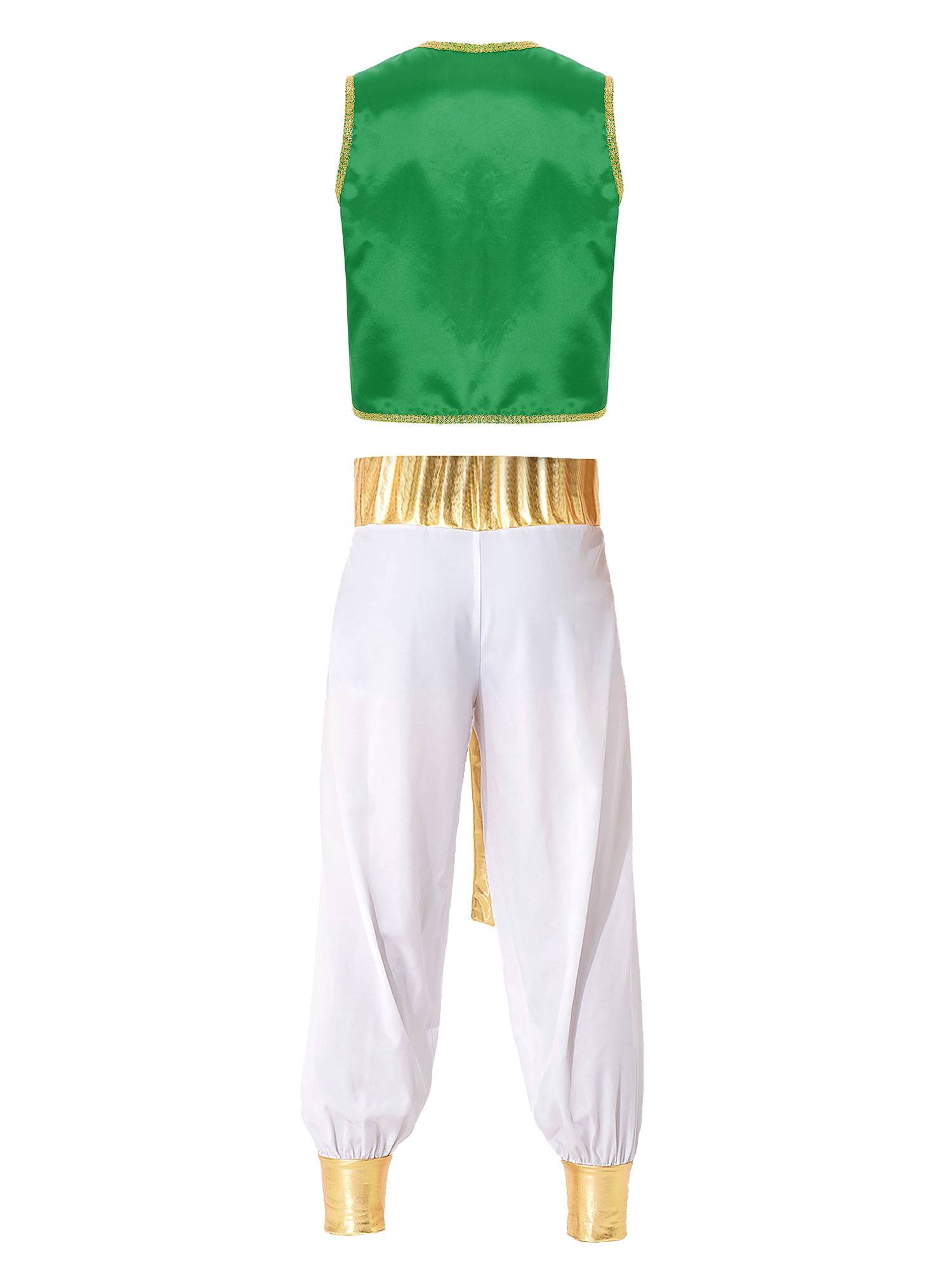 Men 2pcs Arabian Prince Sleeveless Open Front Vest and Pants Set