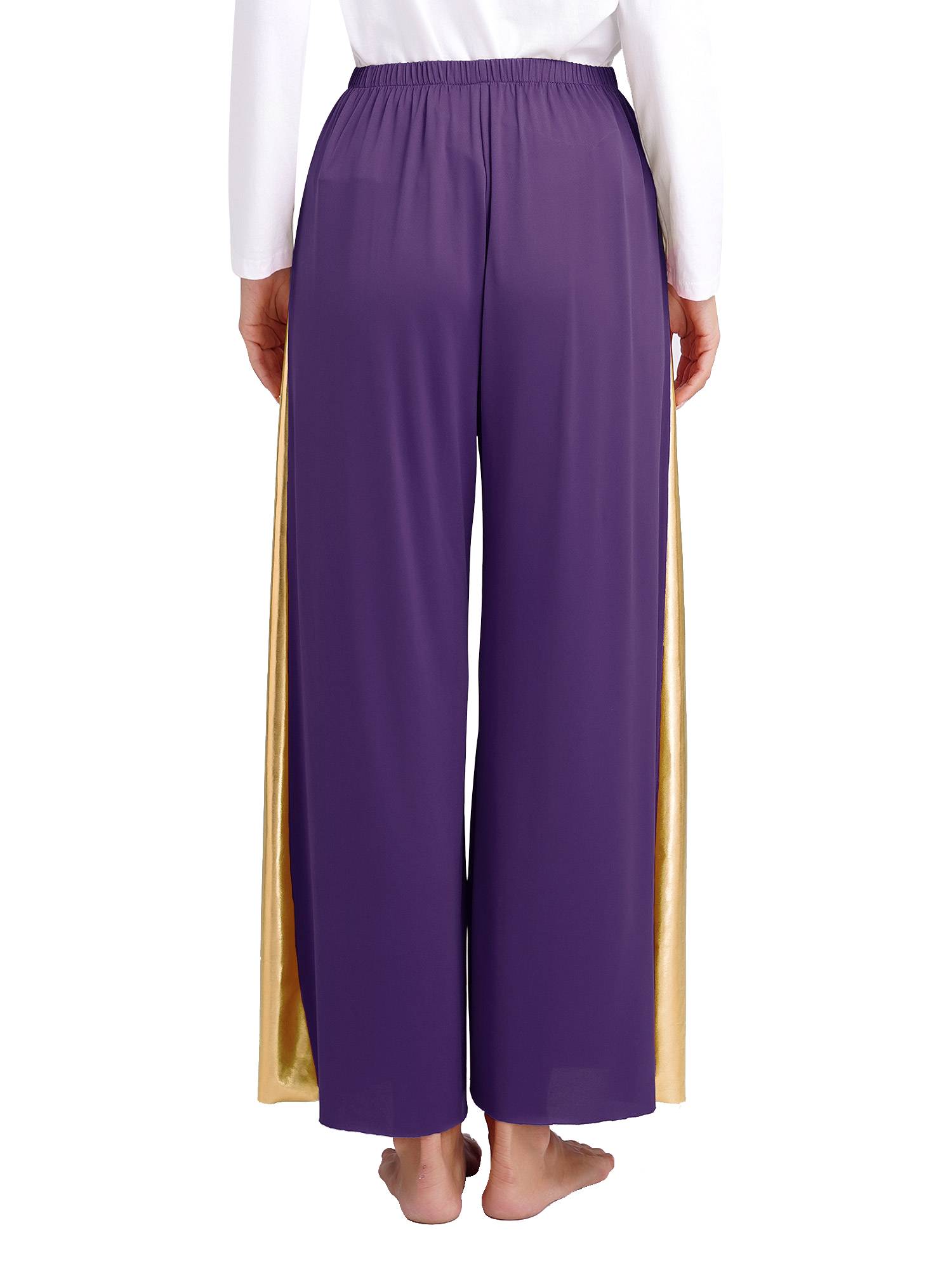 Women Metallic High Waist Wide-Leg Pants for Liturgical Dance