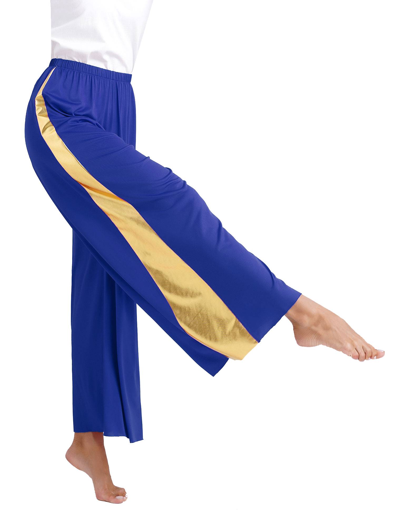 Women Metallic High Waist Wide-Leg Pants for Liturgical Dance