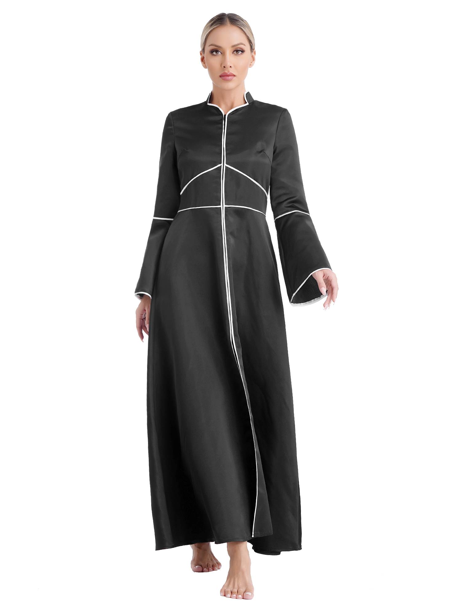 Women Church Clergy Robe Long Sleeves A-Line Maxi Worship Dance Dress
