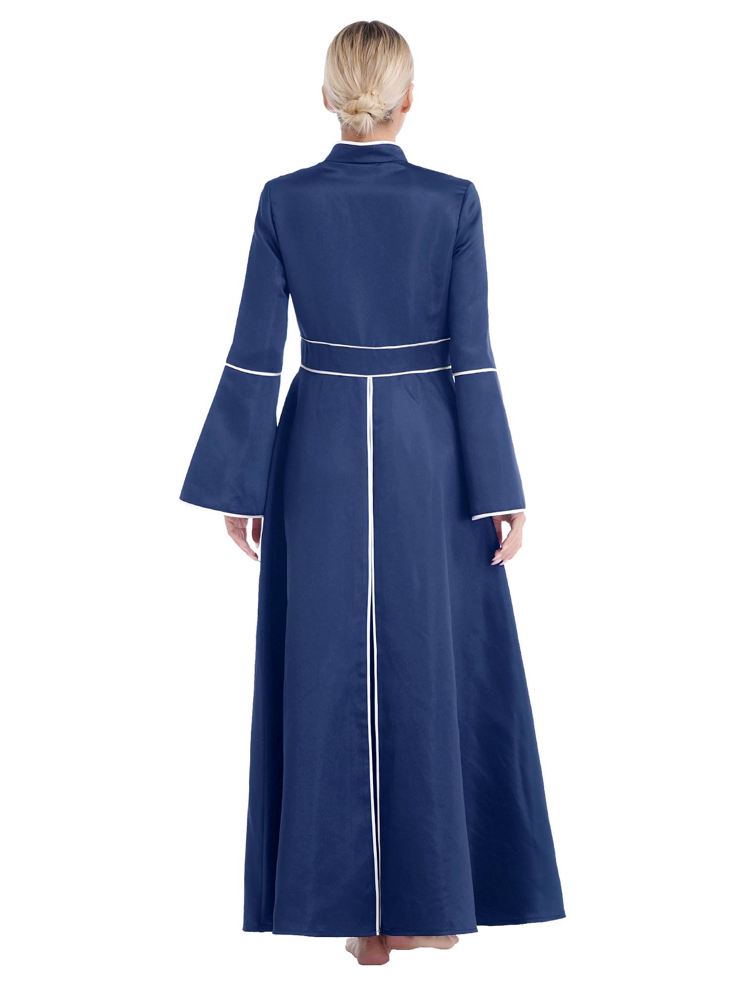 Women Church Clergy Robe Long Sleeves A-Line Maxi Worship Dance Dress