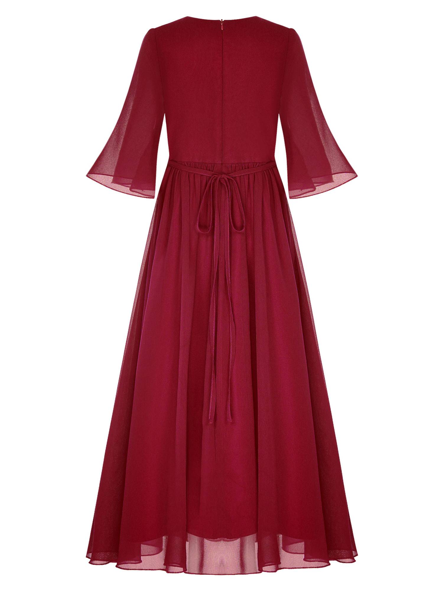 Kids Girls Chiffon Flare Sleeve A-Line Junior Bridesmaid Dress