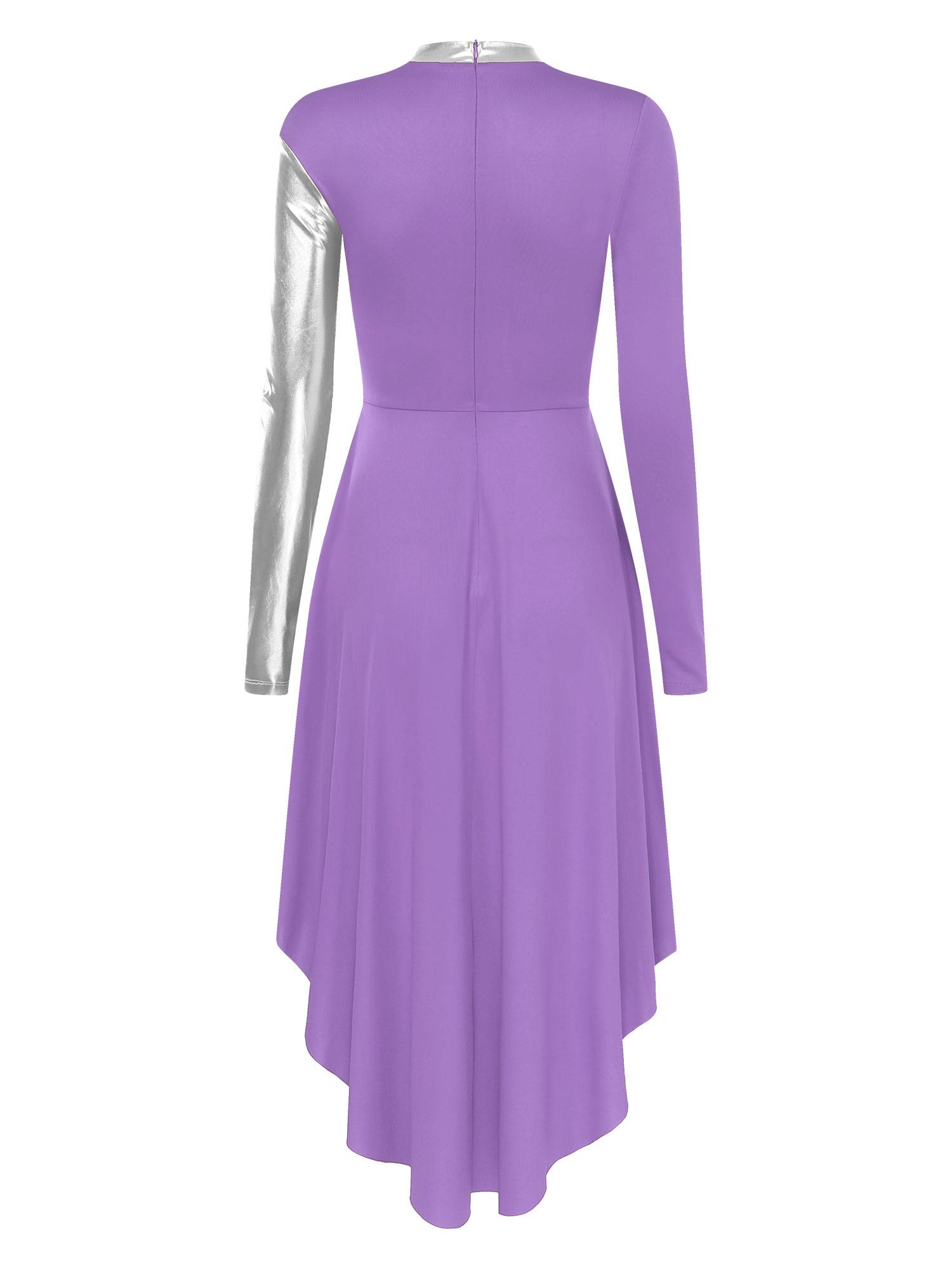 Women Long Sleeve Colorblock Liturgical Worship Dance Dresses