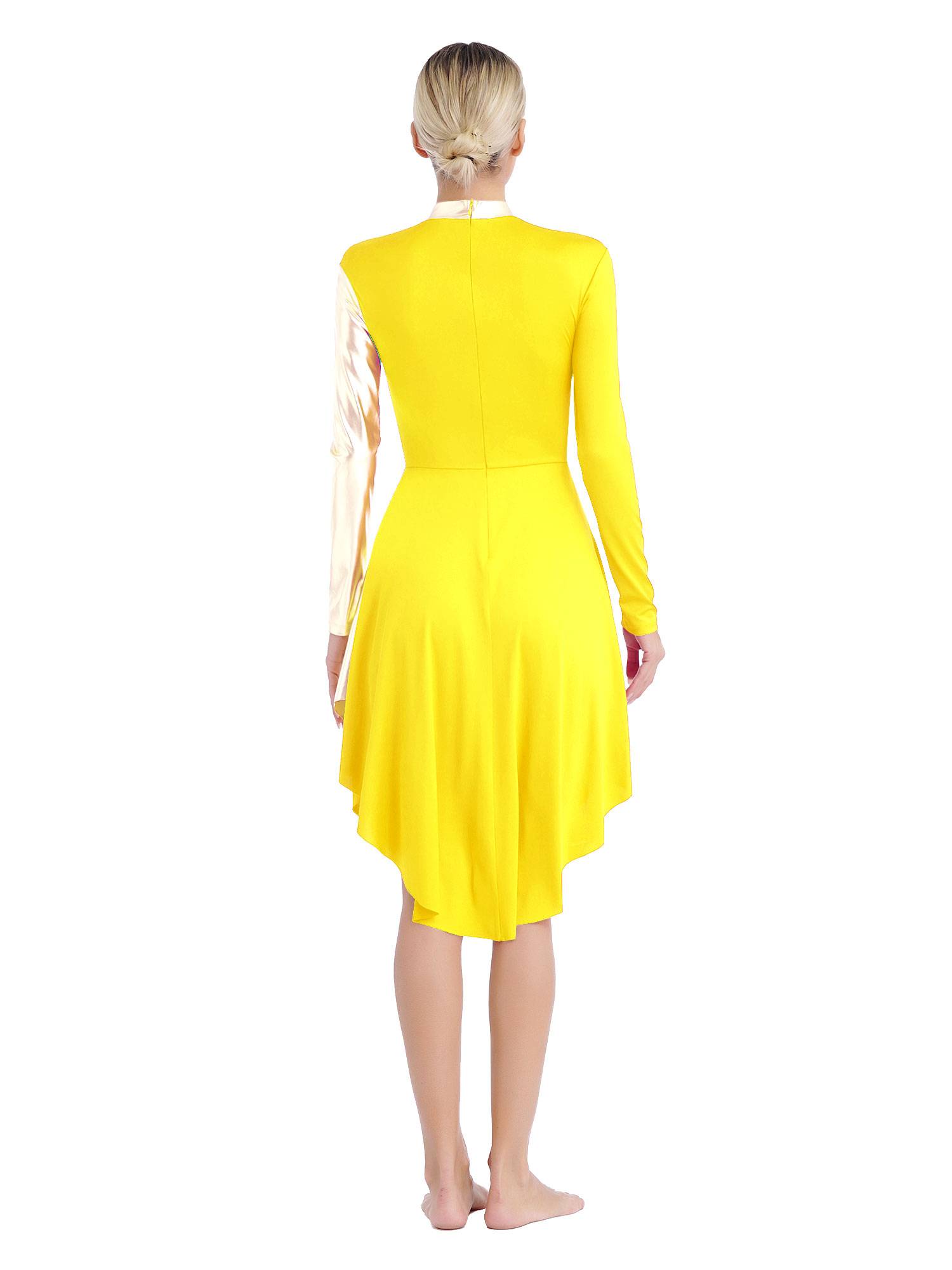 Women Long Sleeve Colorblock Liturgical Worship Dance Dresses