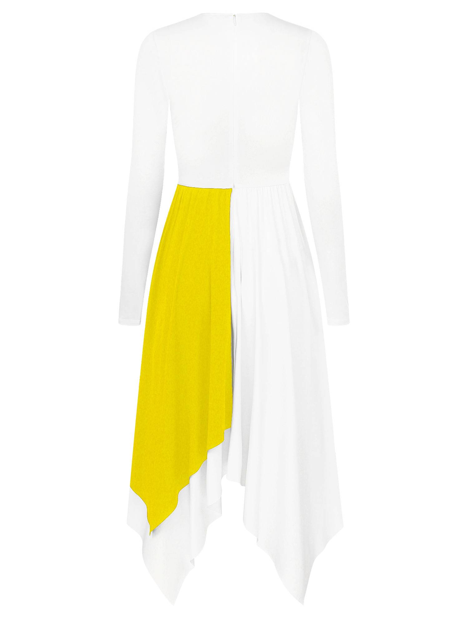 Women Long Sleeve Metallic Liturgical Worship Praise Dance Dress