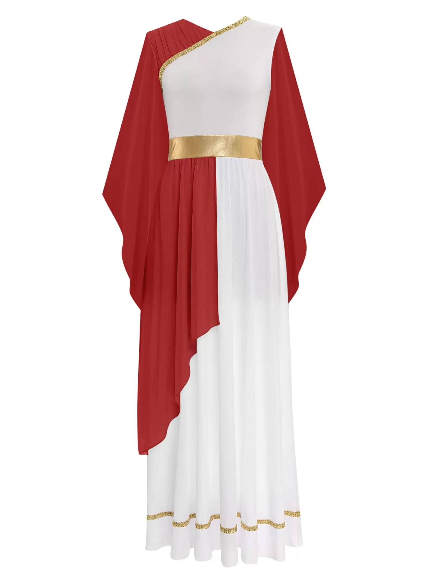 Women Chiffon Cap Sleeve Ancient Toga Greece Queen Costume Dress