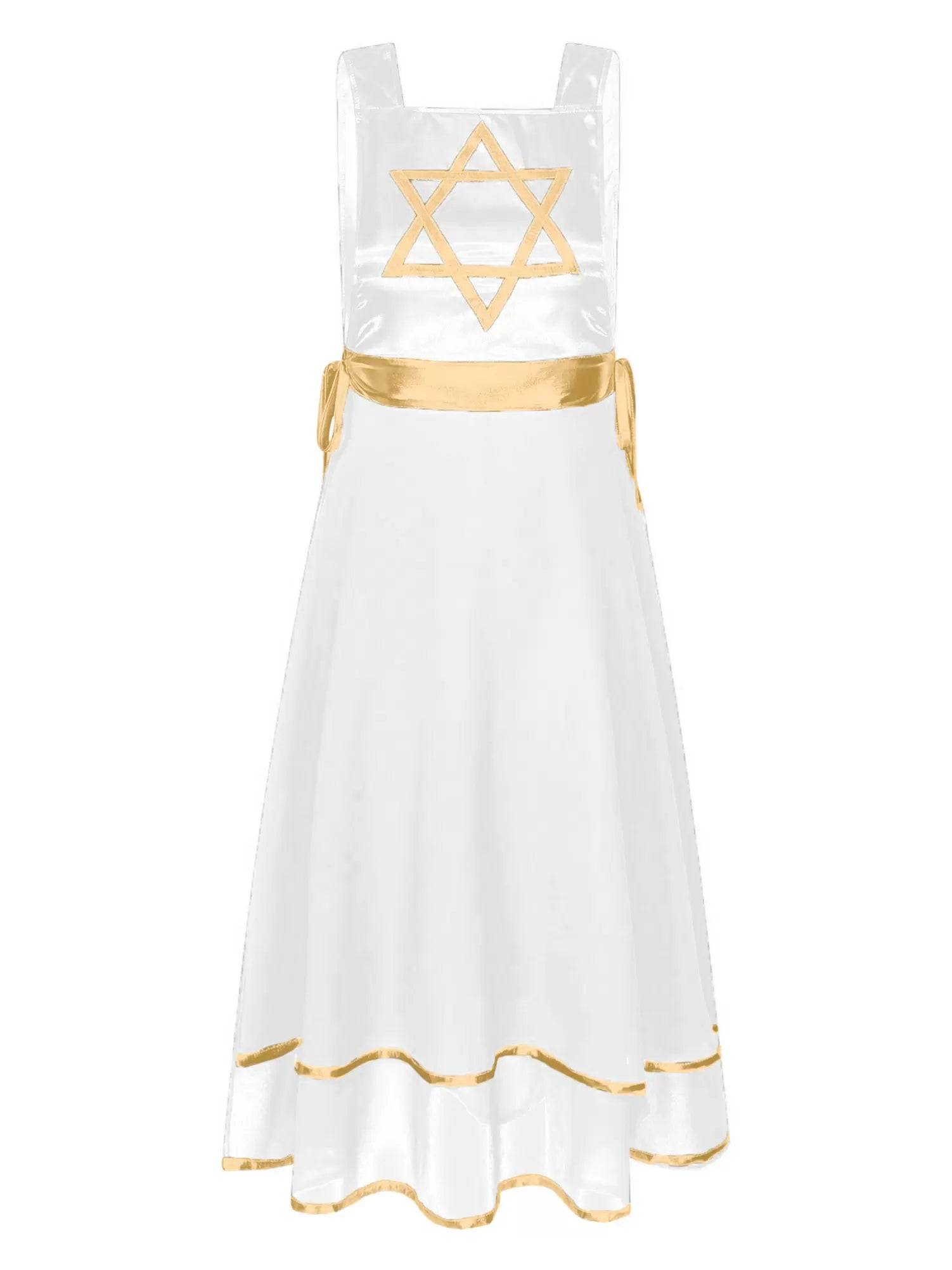 Women Star Lace-up Sleeveless Dress Choir Praise Dance Tunic