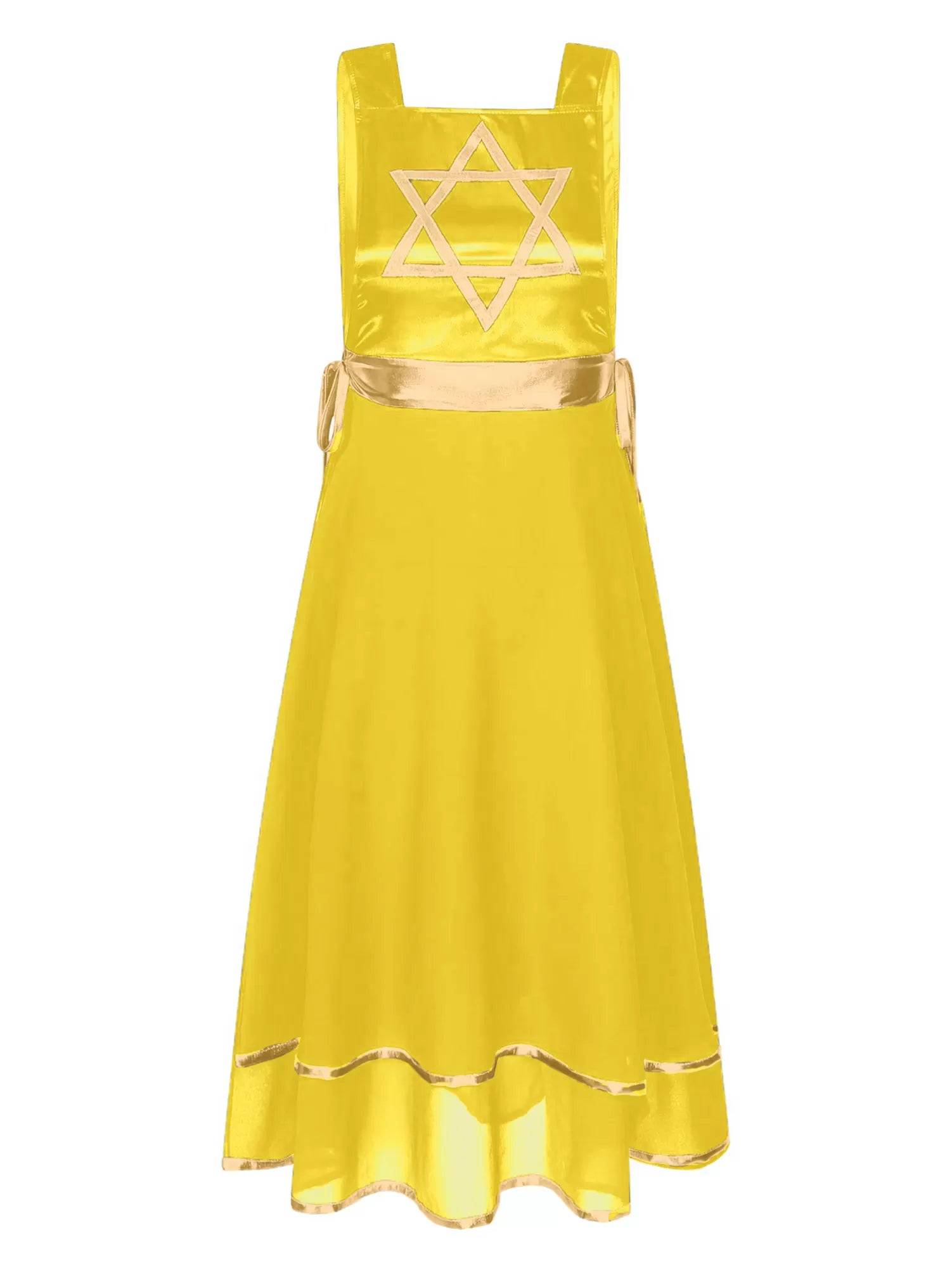 Women Star Lace-up Sleeveless Dress Choir Praise Dance Tunic