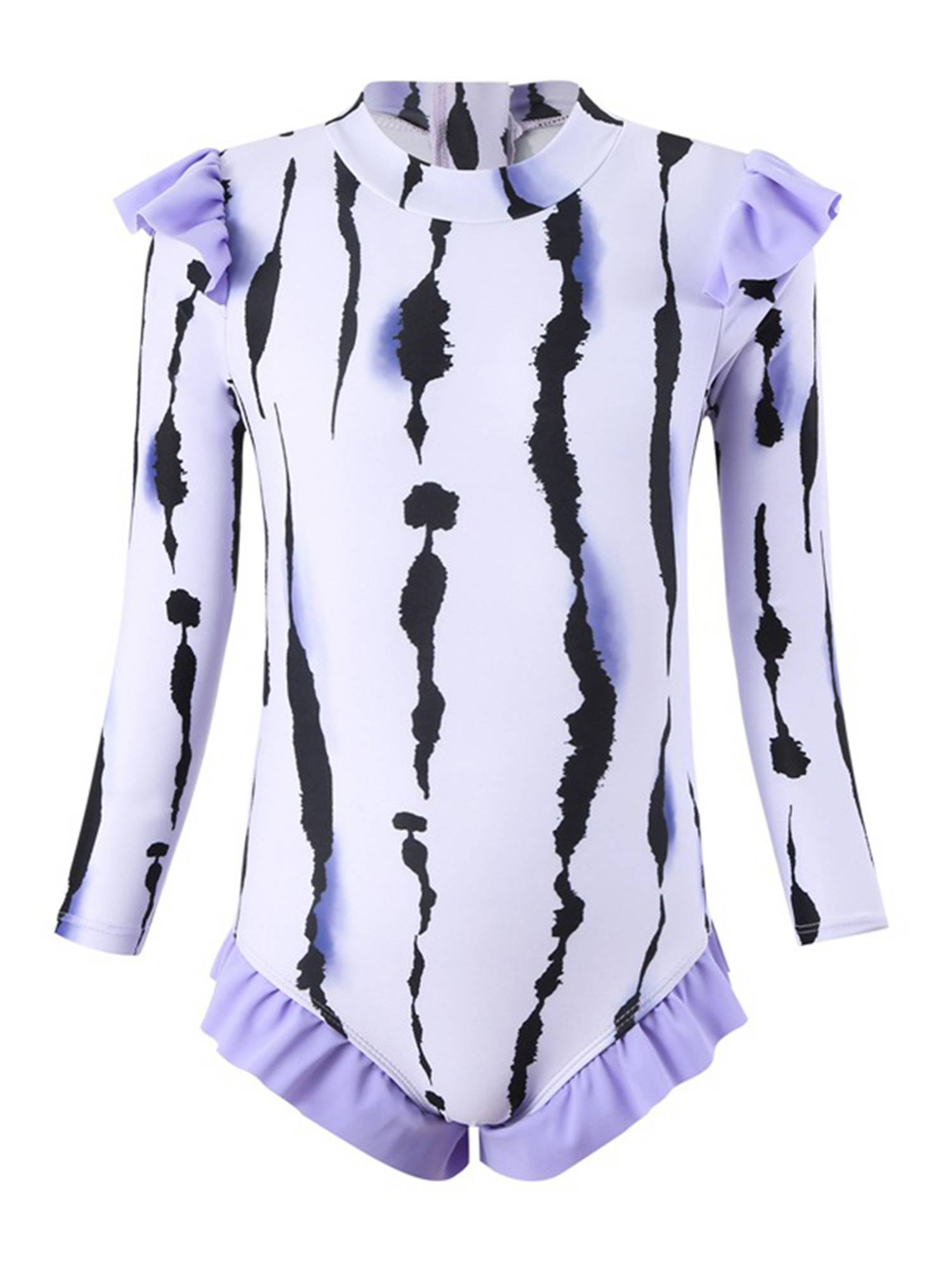 Kids Girls Long Sleeve Ruffle UPF 50+ One Piece Swimsuit