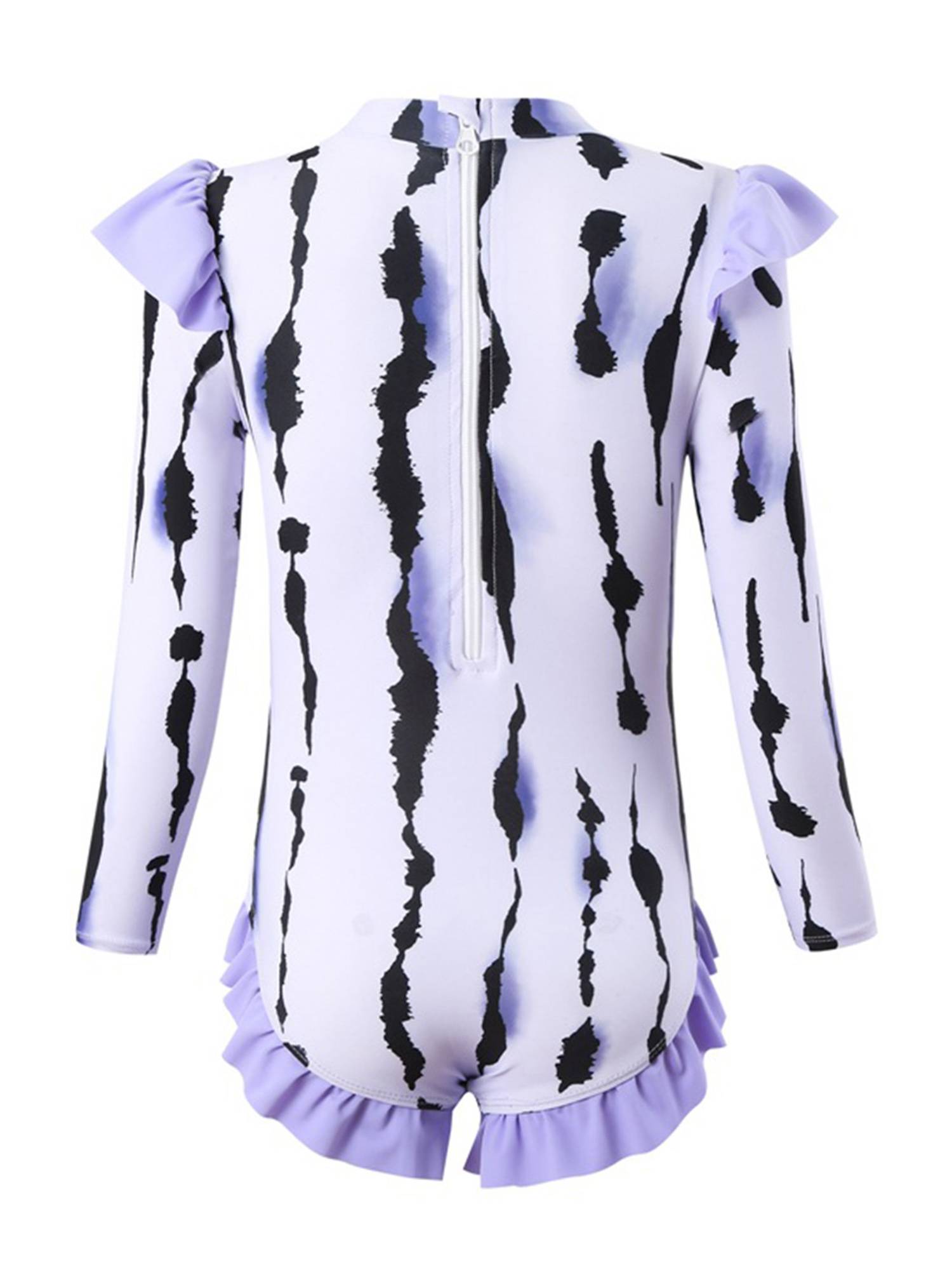 Kids Girls Long Sleeve Ruffle UPF 50+ One Piece Swimsuit