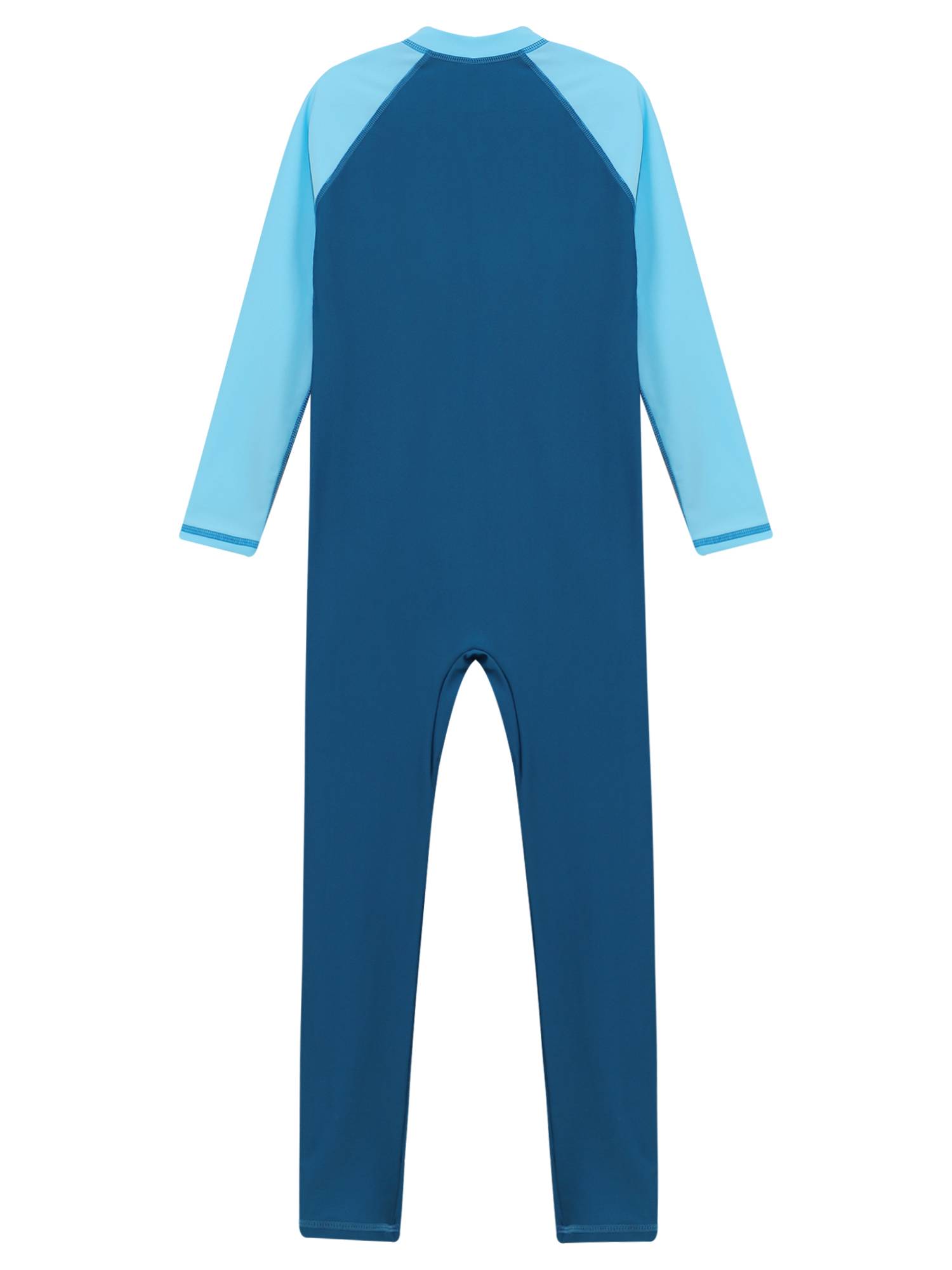 Kids Boys One-piece Full Body Long Sleeve Front Zipper Swimsuit