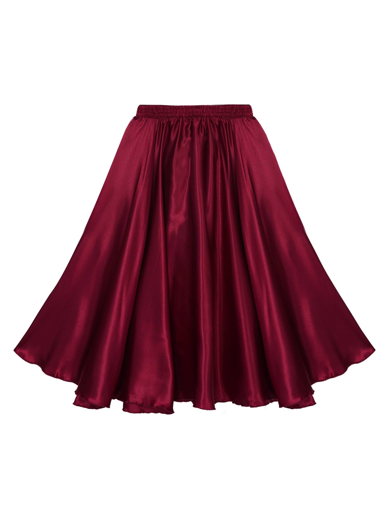 Kids Girls Solid Spanish Bullfight Midi Skirt Latin Dance Skirt