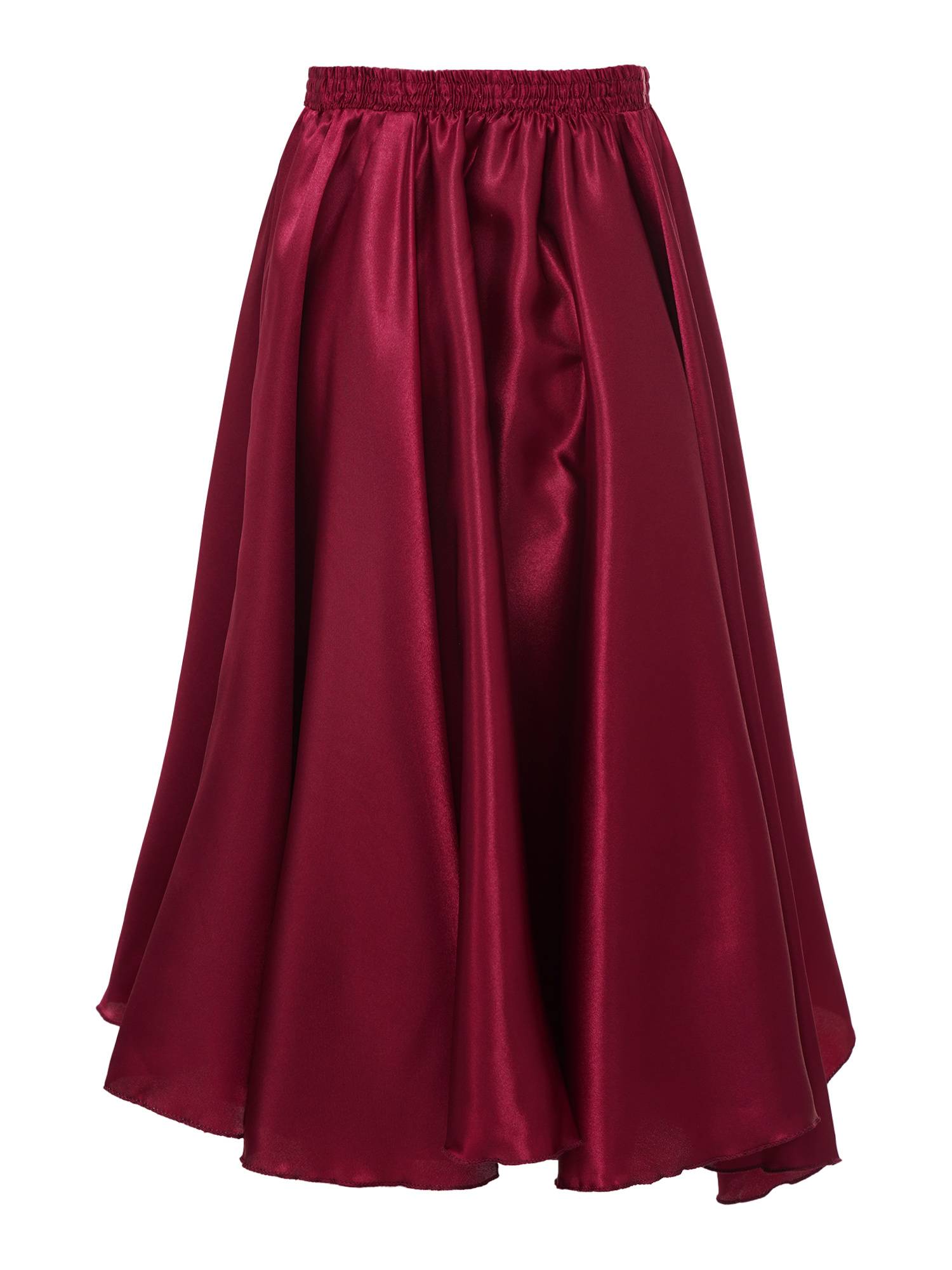 Kids Girls Solid Spanish Bullfight Midi Skirt Latin Dance Skirt