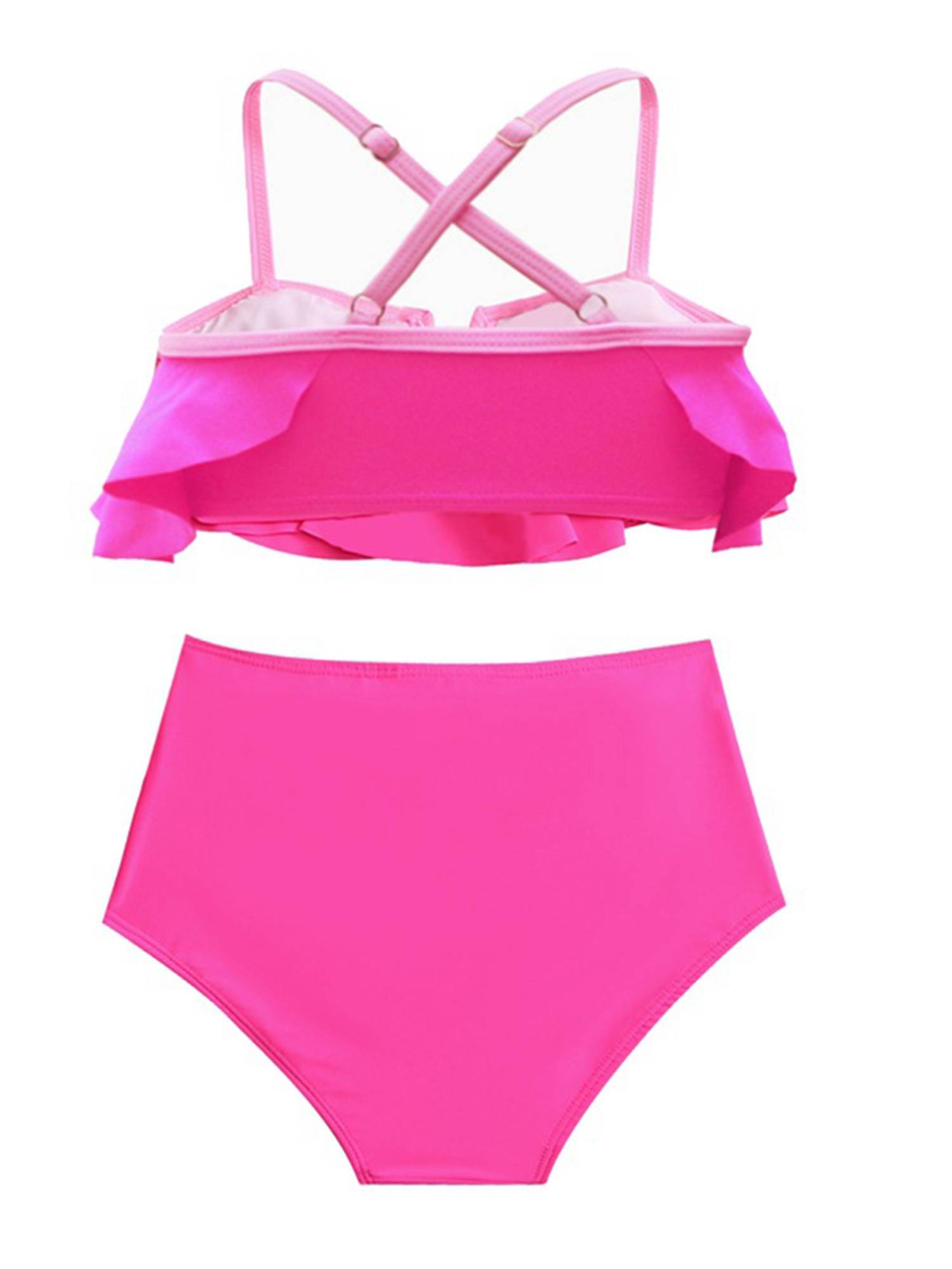 Kids Girls Cross Straps Flounce Swimming Bikini Set