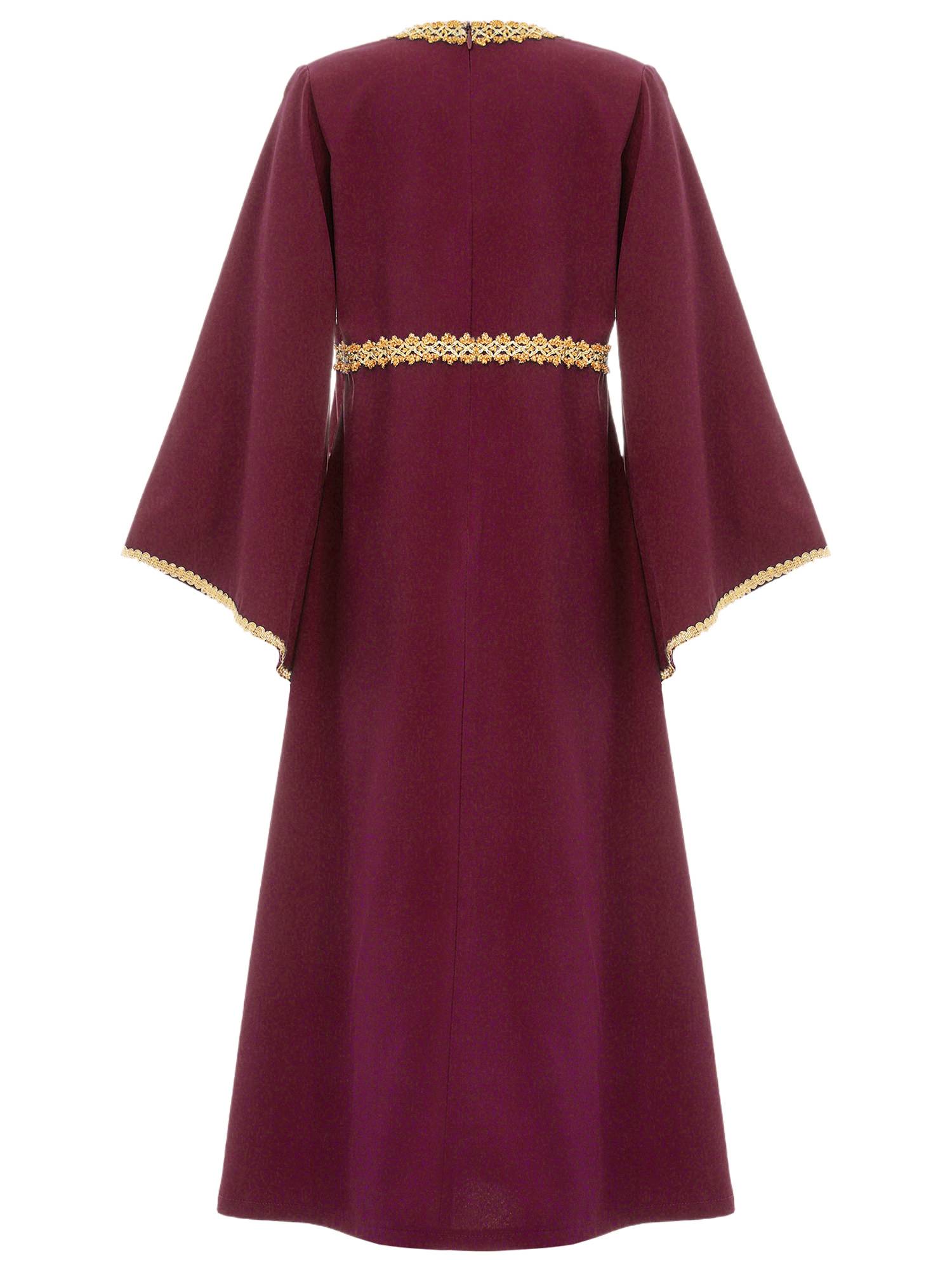 Kids Girls Long Sleeve Square Neck Medieval Renaissance Princess Dress