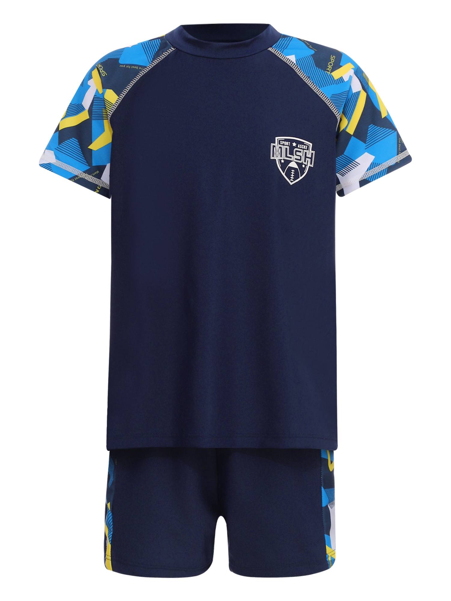 Kids Boys Two Piece Short Sleeve Top and Trunks Swimwear Set