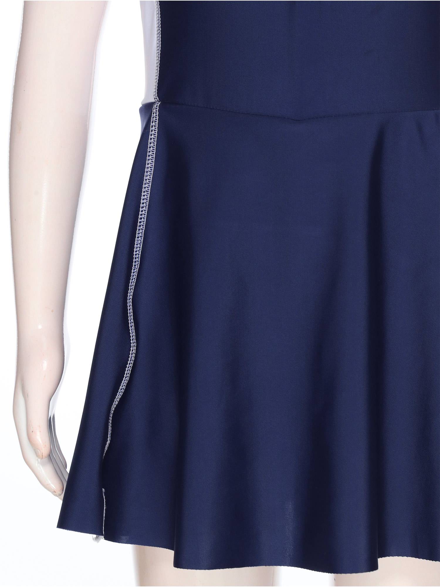 Girls Short Sleeve Color Block A-line Swimming Dress