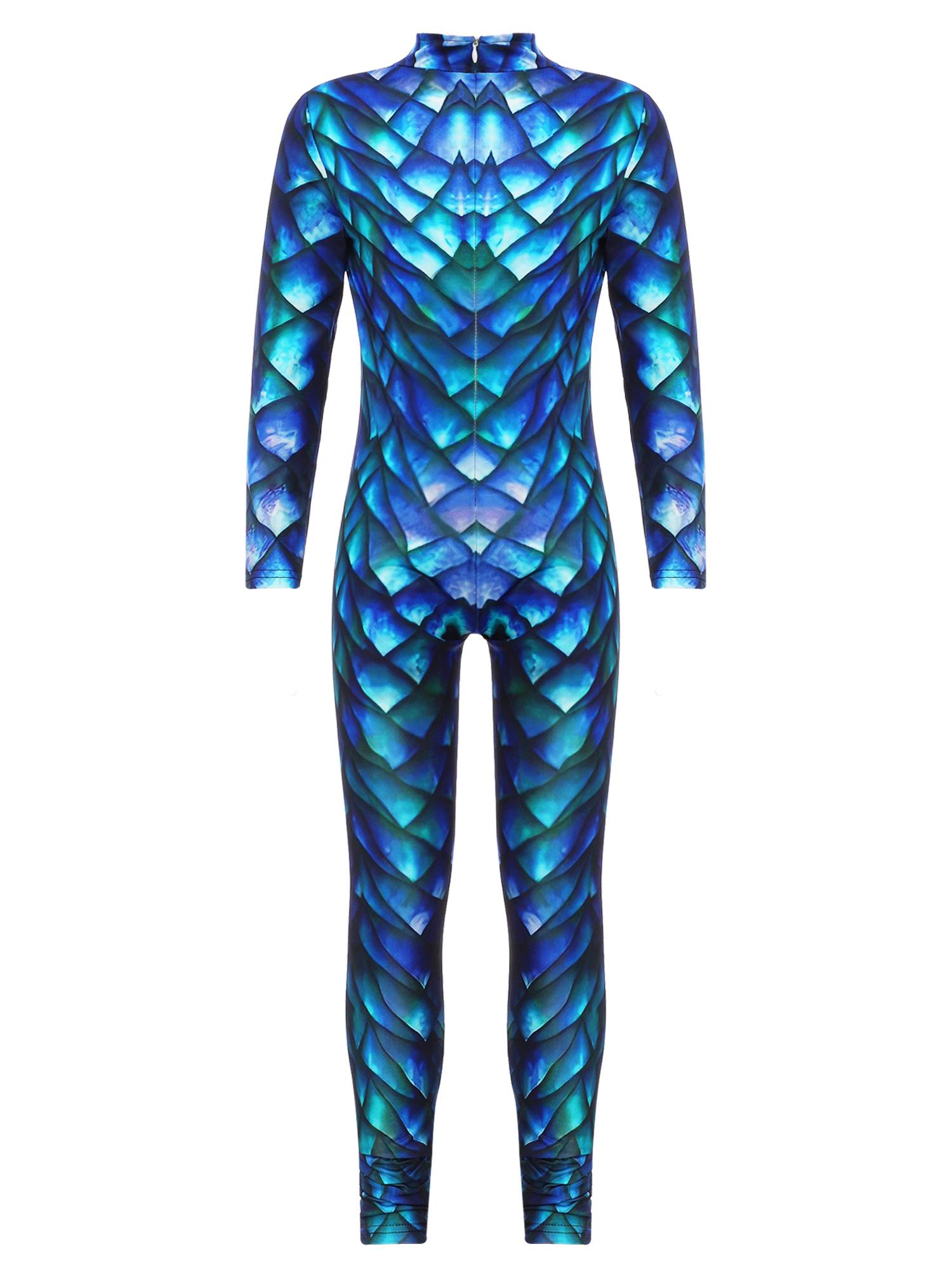 Girls Long Sleeve Skeleton Print Front Zipper Halloween Costume Jumpsuit
