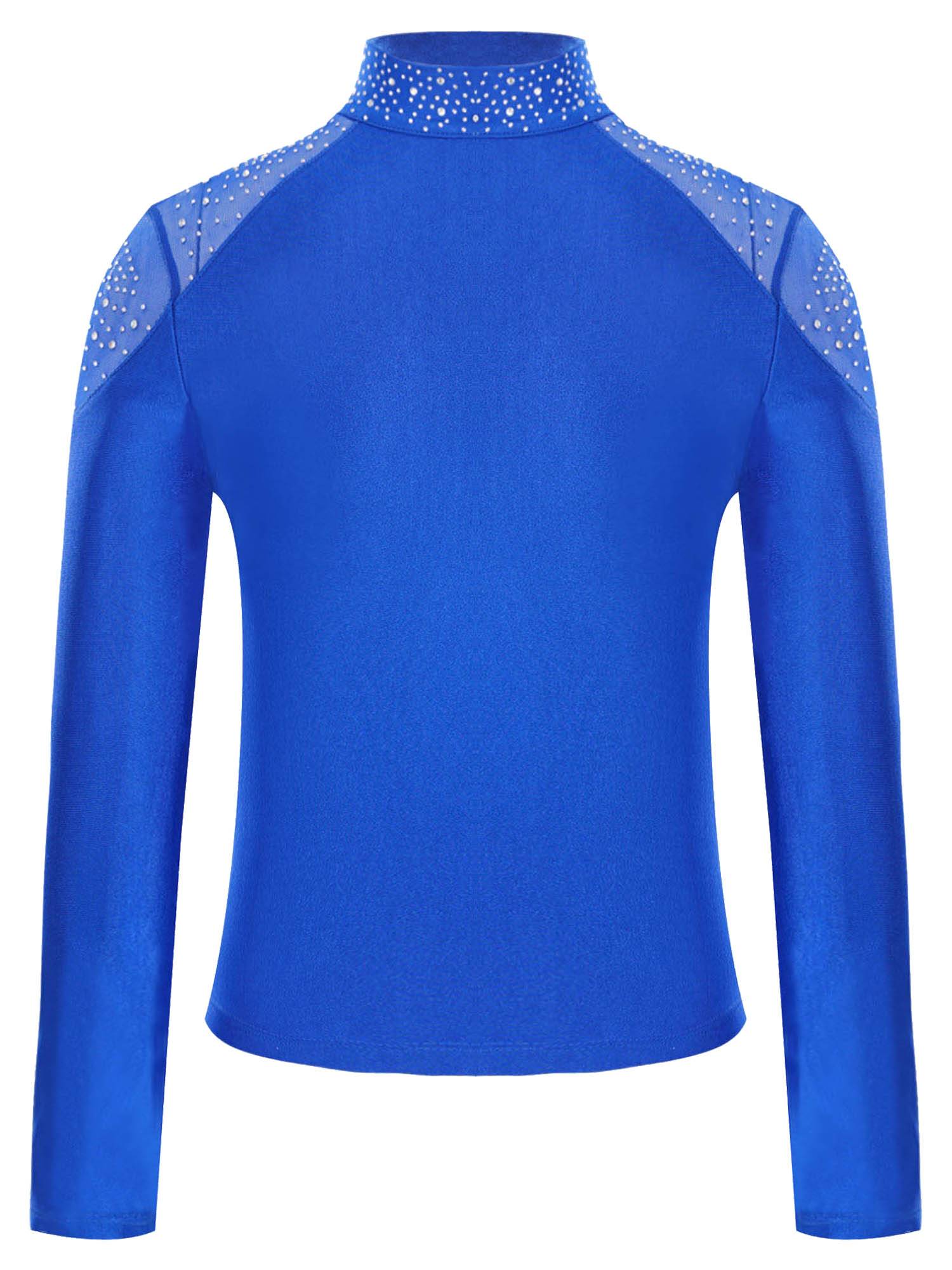 Kids Girls Shiny Rhinestones Long Sleeve Zipper Jacket for Gymnastics