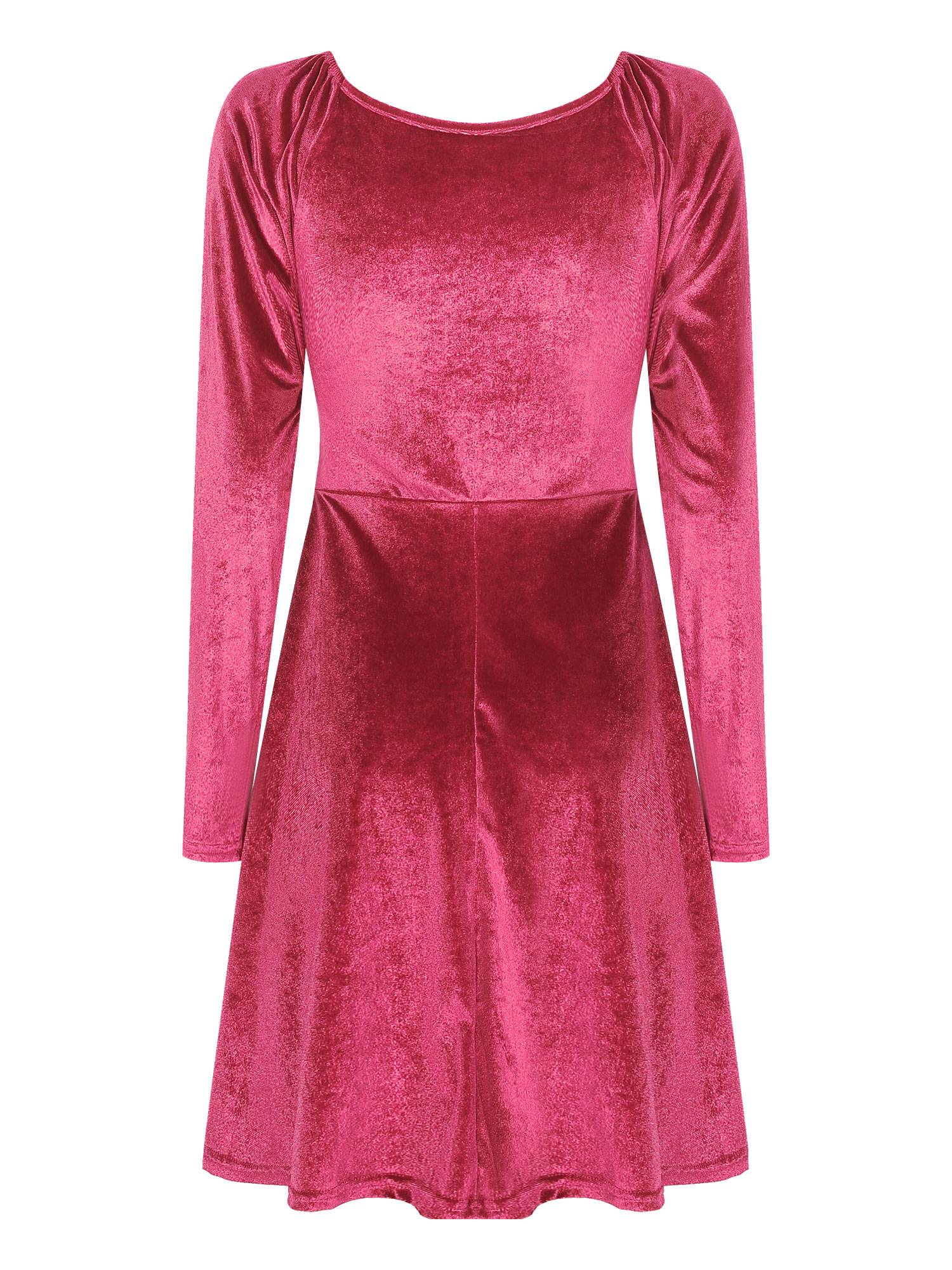 Women Velvet V Neck Long Sleeve Cocktail Dress