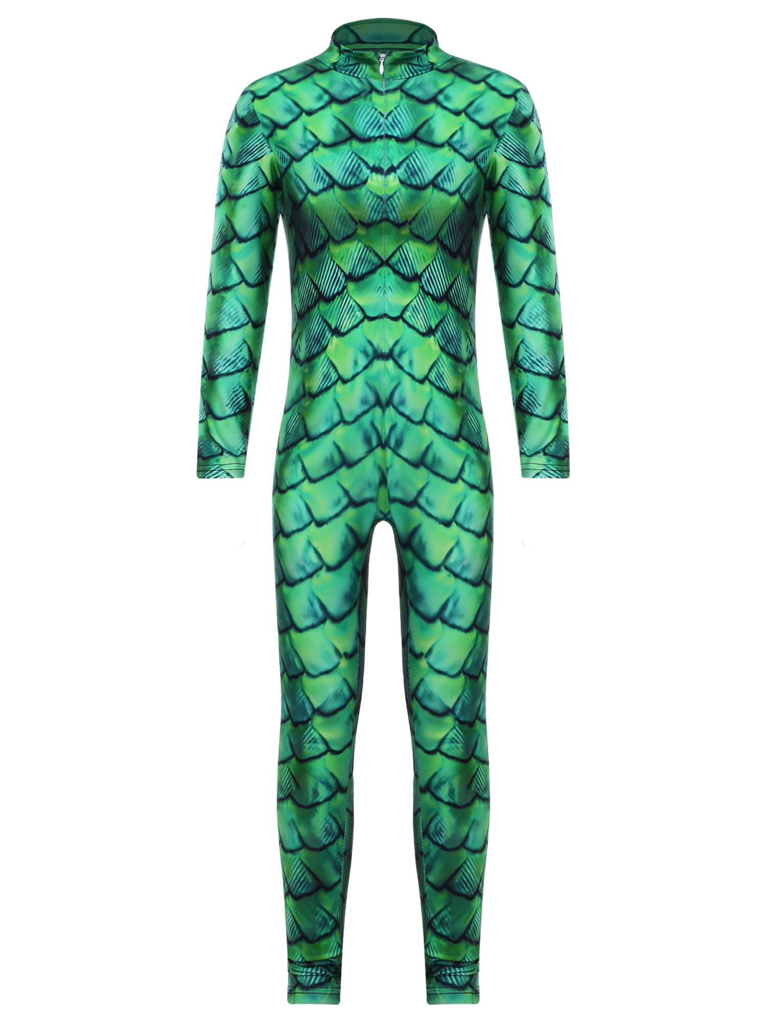 Girls Long Sleeve Skeleton Print Front Zipper Halloween Costume Jumpsuit