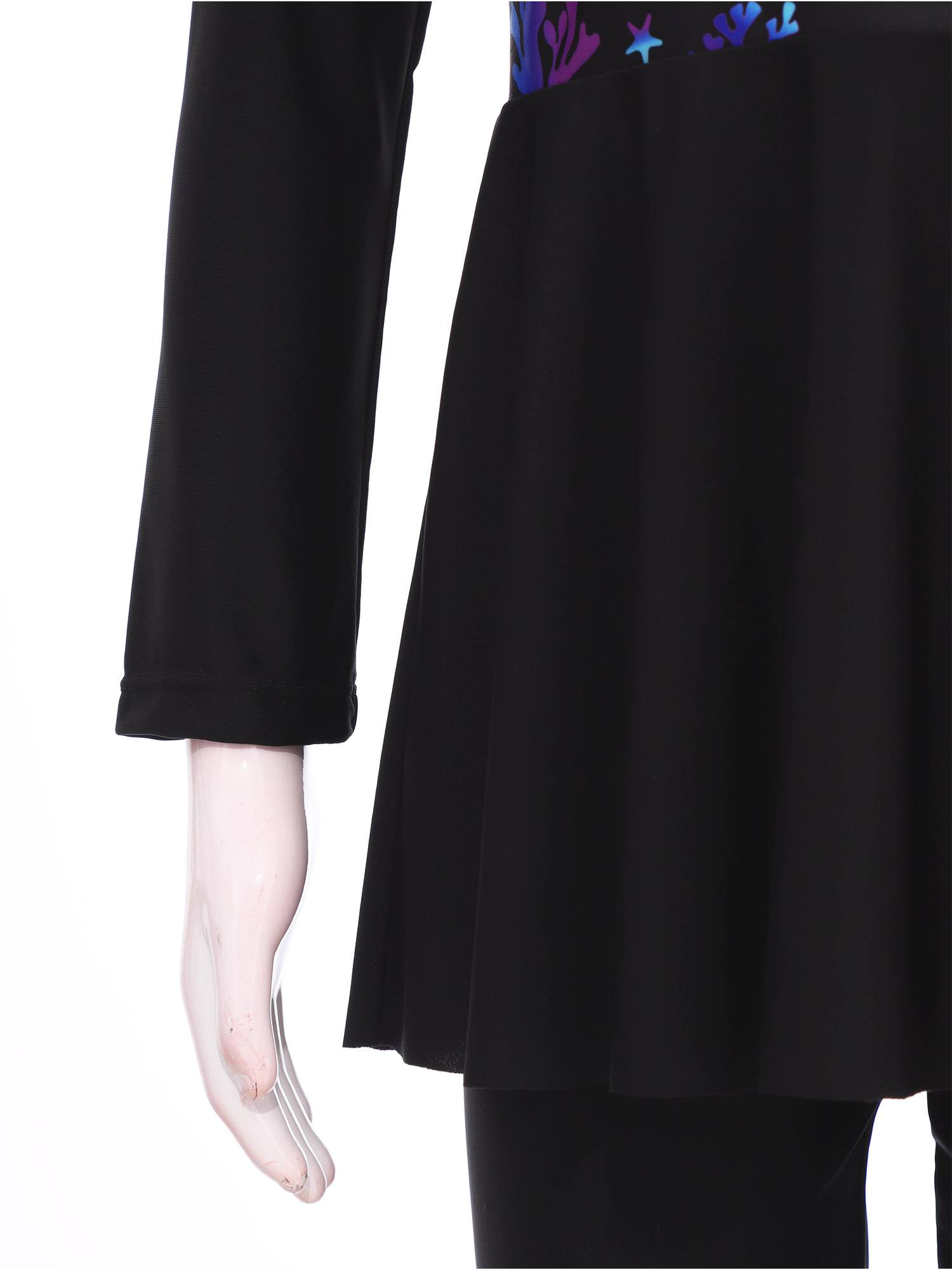 Kids Girls Long Sleeve Fish Scales Floral Print Swimsuit Dress